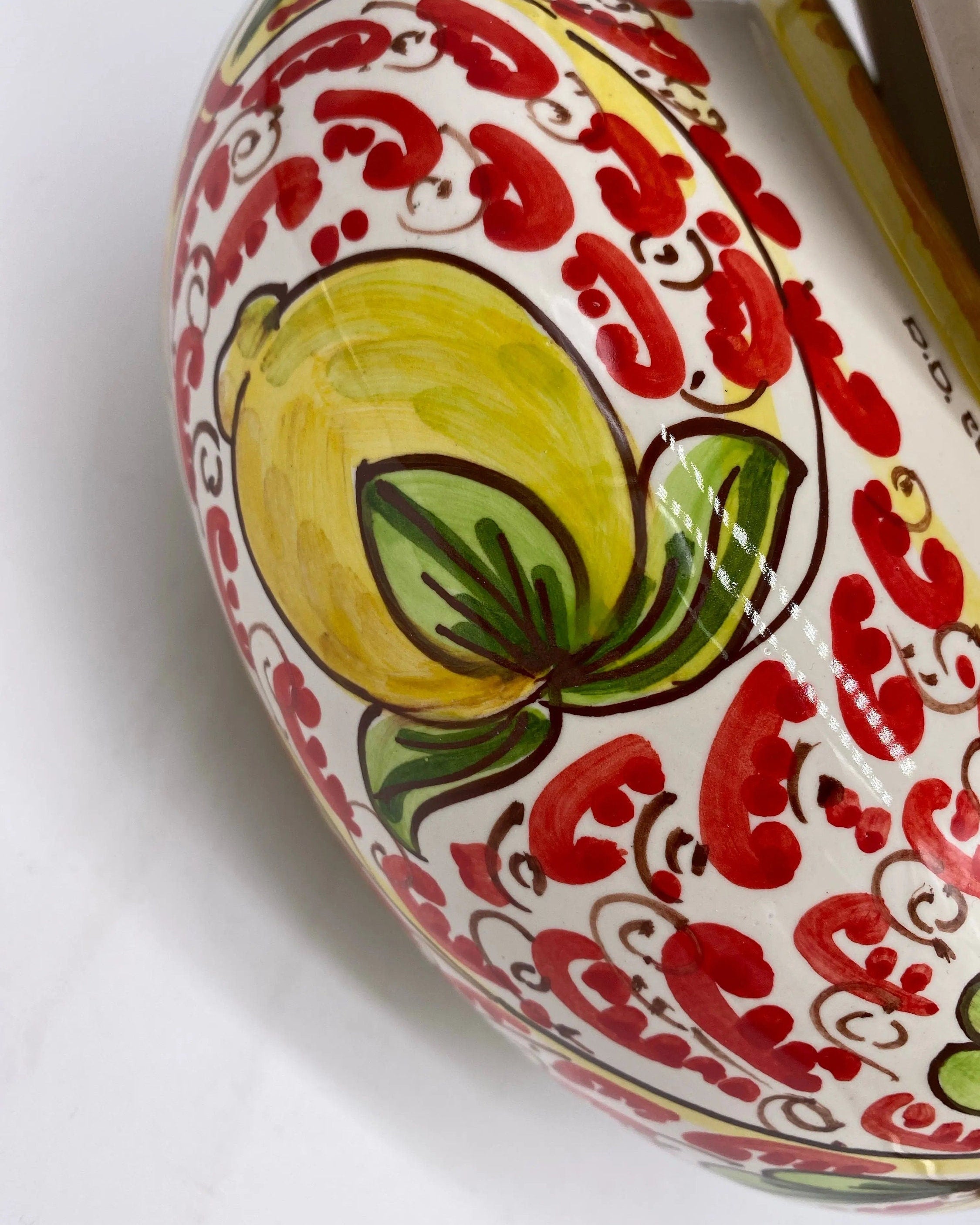 Biscottiera Decorata 600 Limoni Ceramica Caltagirone cm H.18 L.24 Artigianale DD CERAMICHE SICILIANE