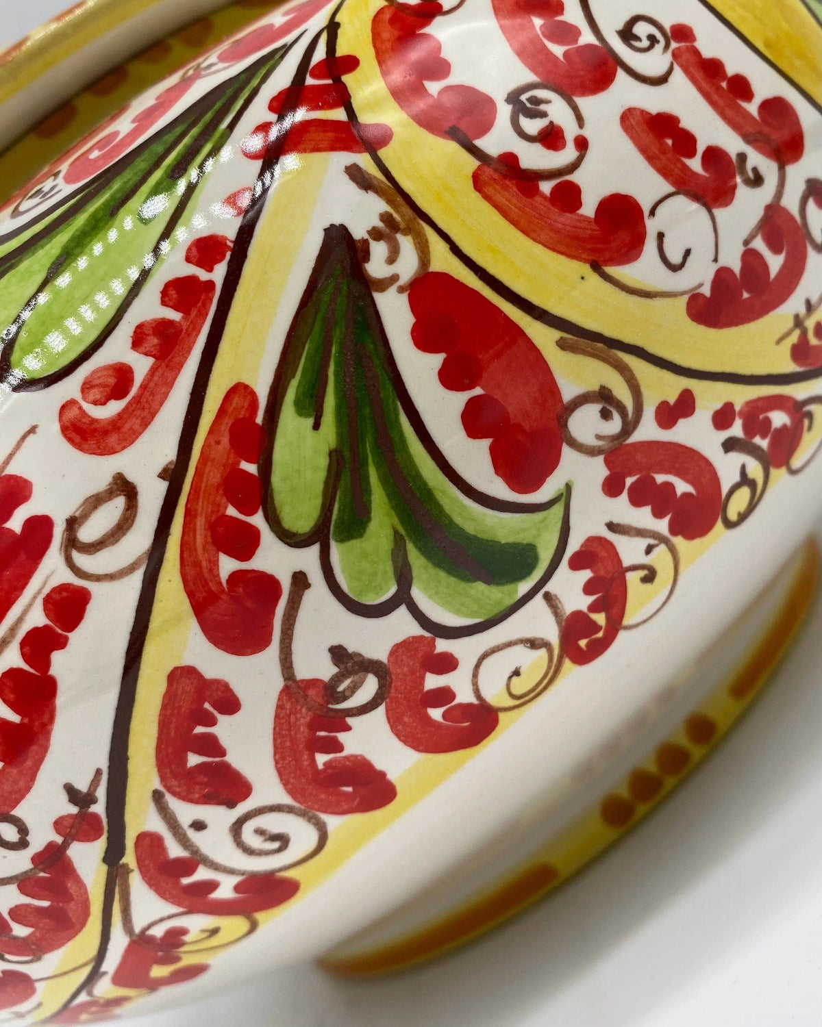 Biscottiera Decorata 600 Limoni Ceramica Caltagirone cm H.18 L.24 Artigianale DD CERAMICHE SICILIANE