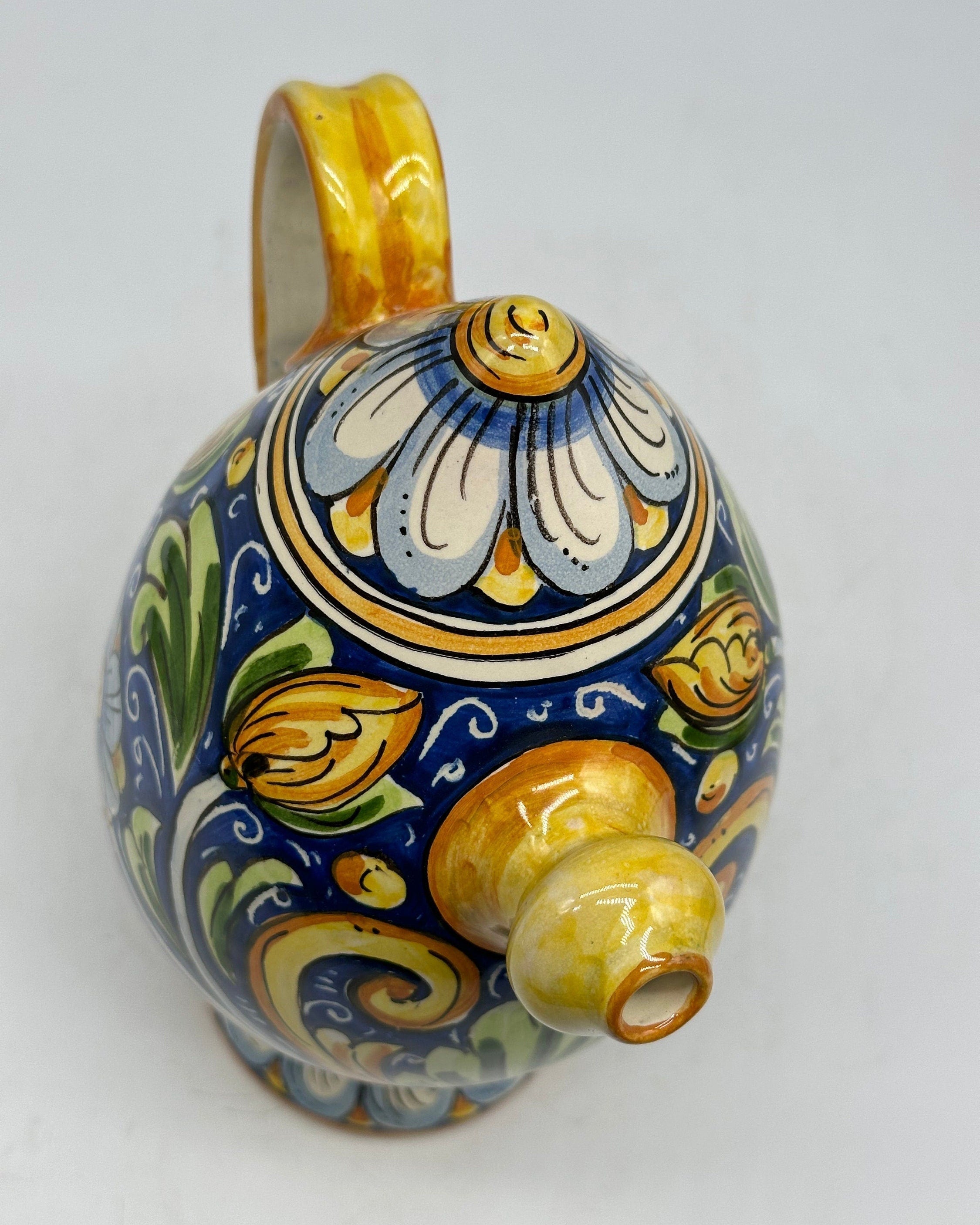 Brocca Tipica "Bummulu Malandrino" 0,5 Litri interamente fatto a mano Ceramica Caltagirone Decoro N.1