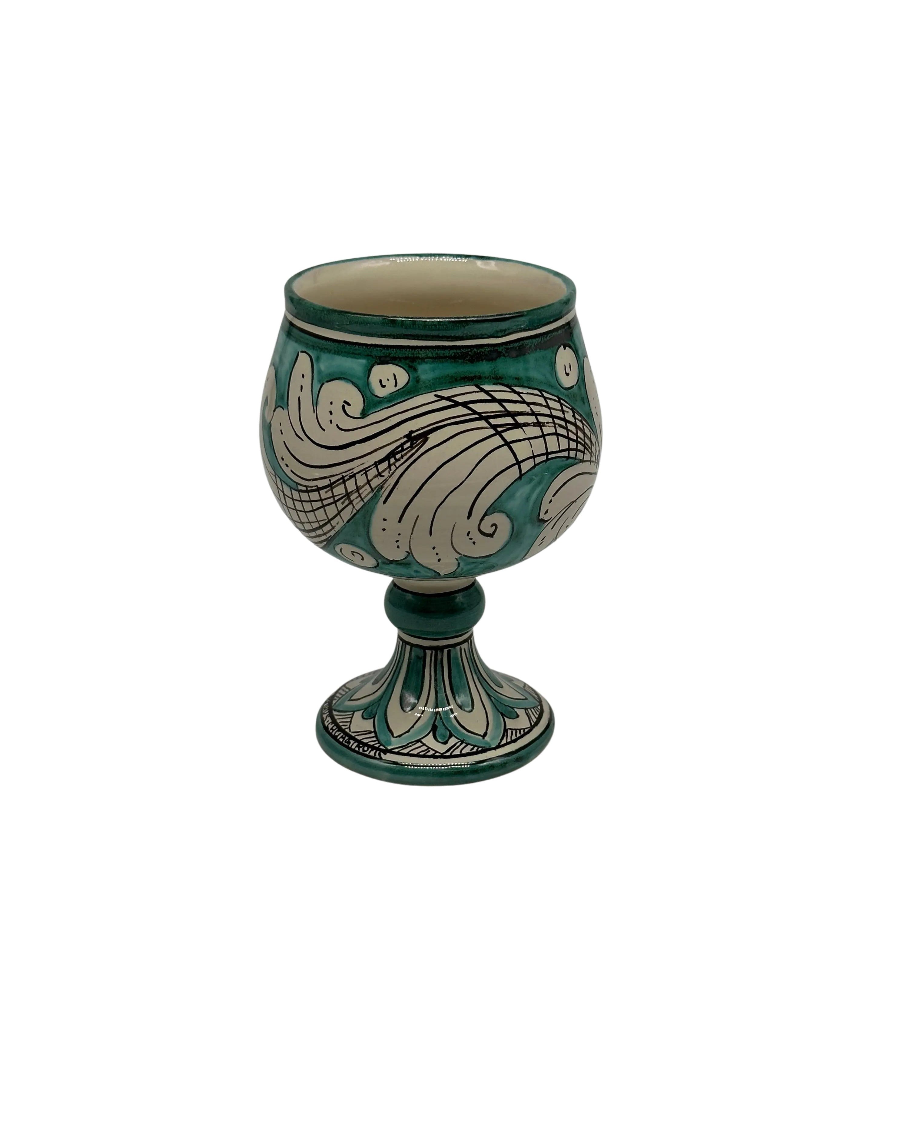 Calice Ceramica Caltagirone decorato a mano Soprammobile VARI COLORI DD CERAMICHE SICILIANE
