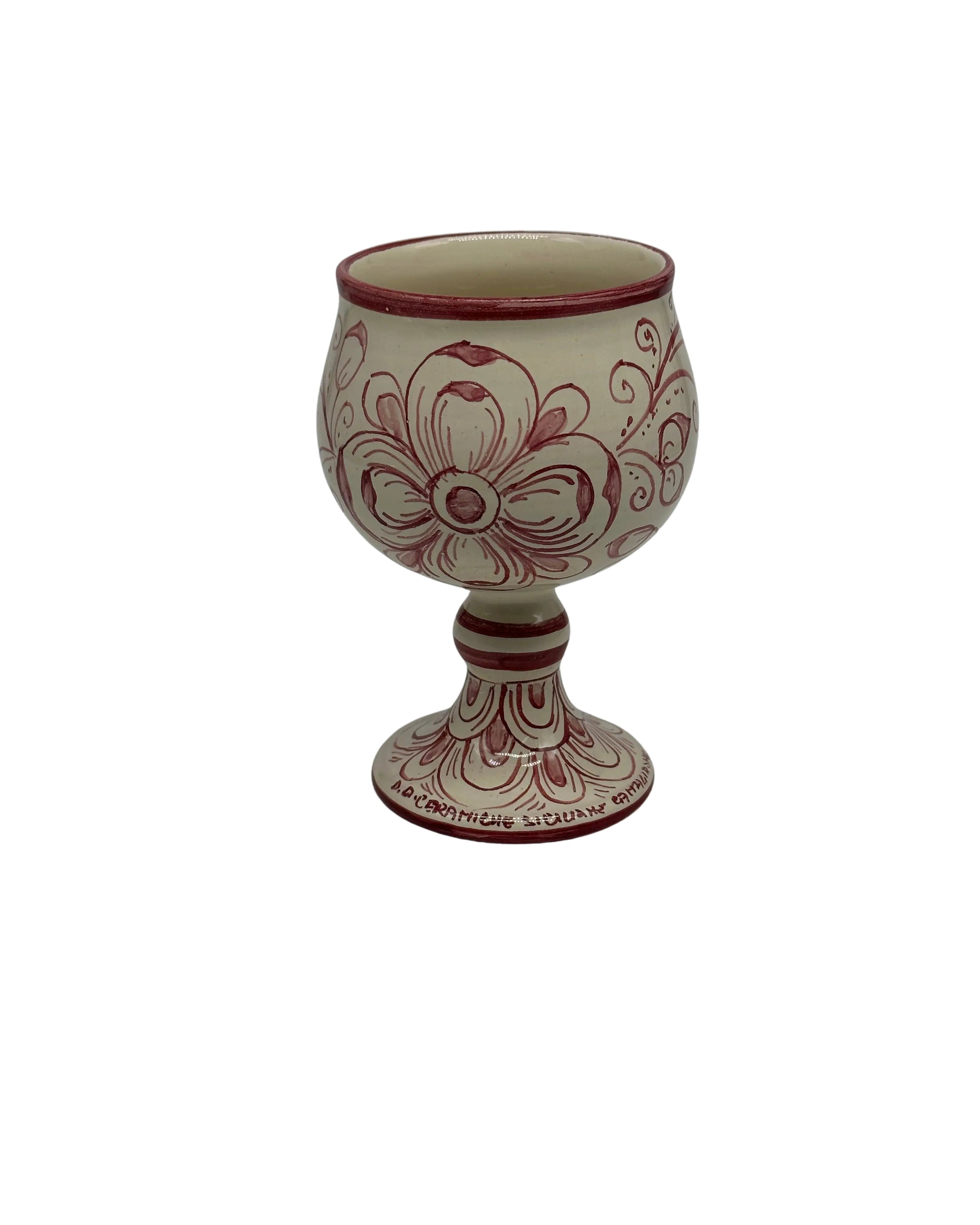 Calice Ceramica Caltagirone decorato a mano Soprammobile VARI COLORI DD CERAMICHE SICILIANE