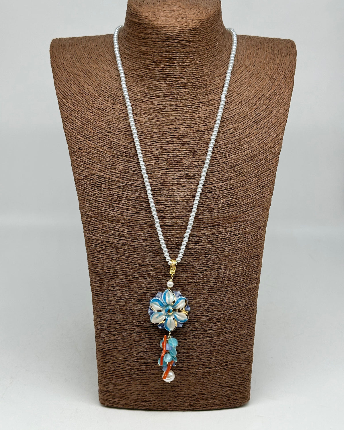 Collana Fiore Celeste Ceramica di Caltagirone - BIJOUX