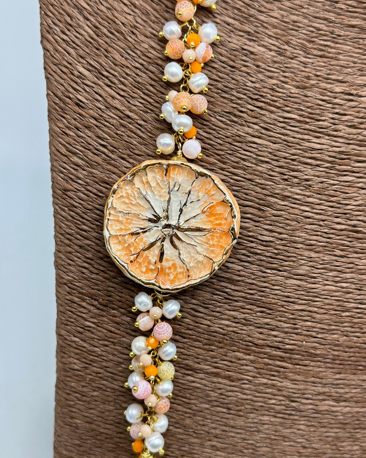 Collana Siciliana Multifilo Pompelmo Ceramica di Caltagirone - BIJOUX