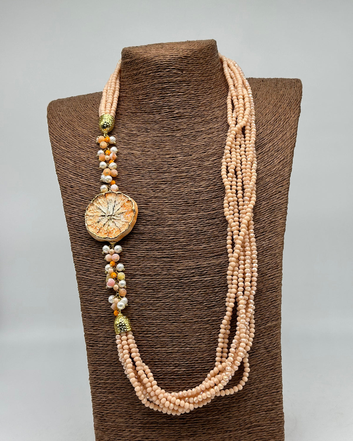 Collana Siciliana Multifilo Pompelmo Ceramica di Caltagirone - BIJOUX