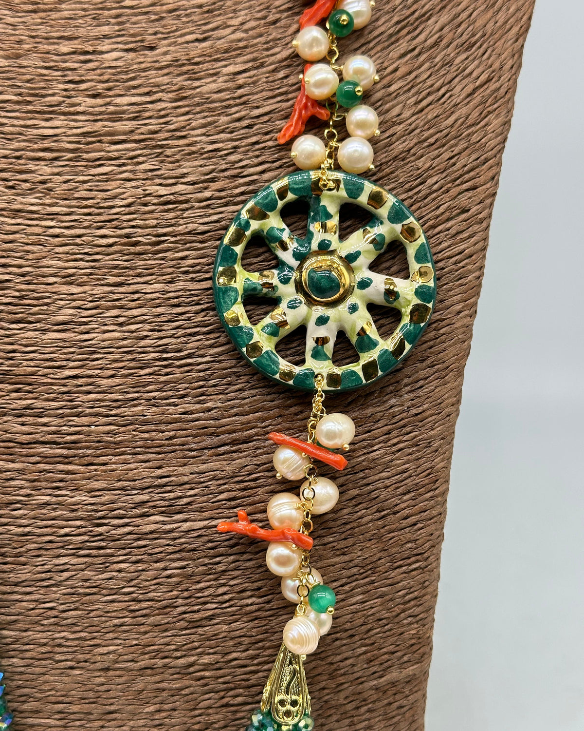 Collana Siciliana Multifilo Ruota Carretto Ceramica di Caltagirone - BIJOUX