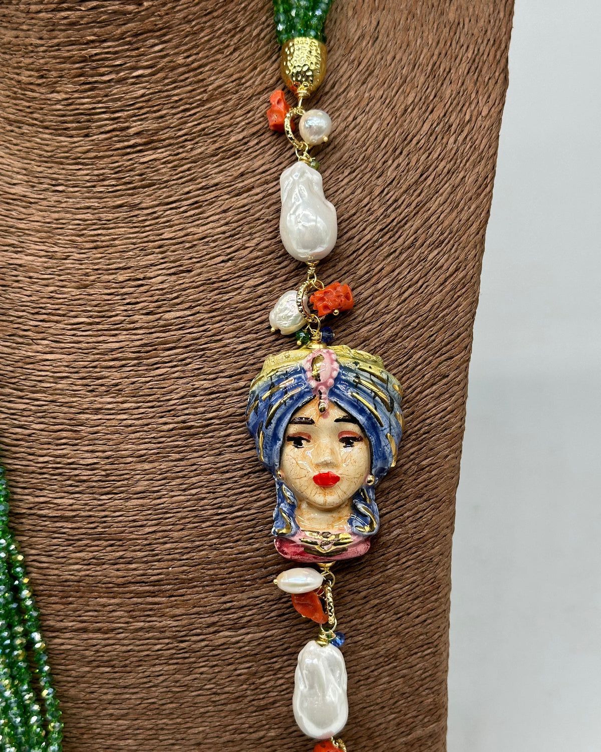 Collana Siciliana Multifilo Testa di Moro “Atena” Ceramica di Caltagirone V.3 - COLLANA
