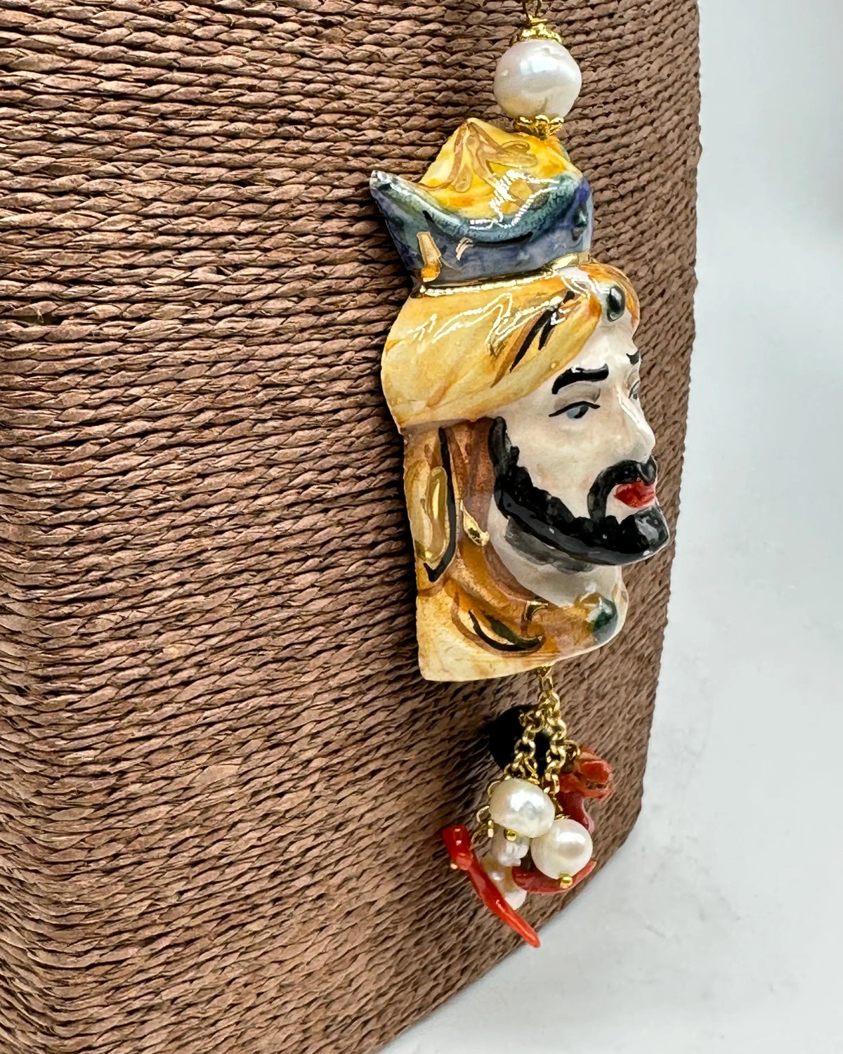 Collana Siciliana Testa di Moro Ceramica di Caltagirone Stile Classico V.1 DD CERAMICHE SICILIANE