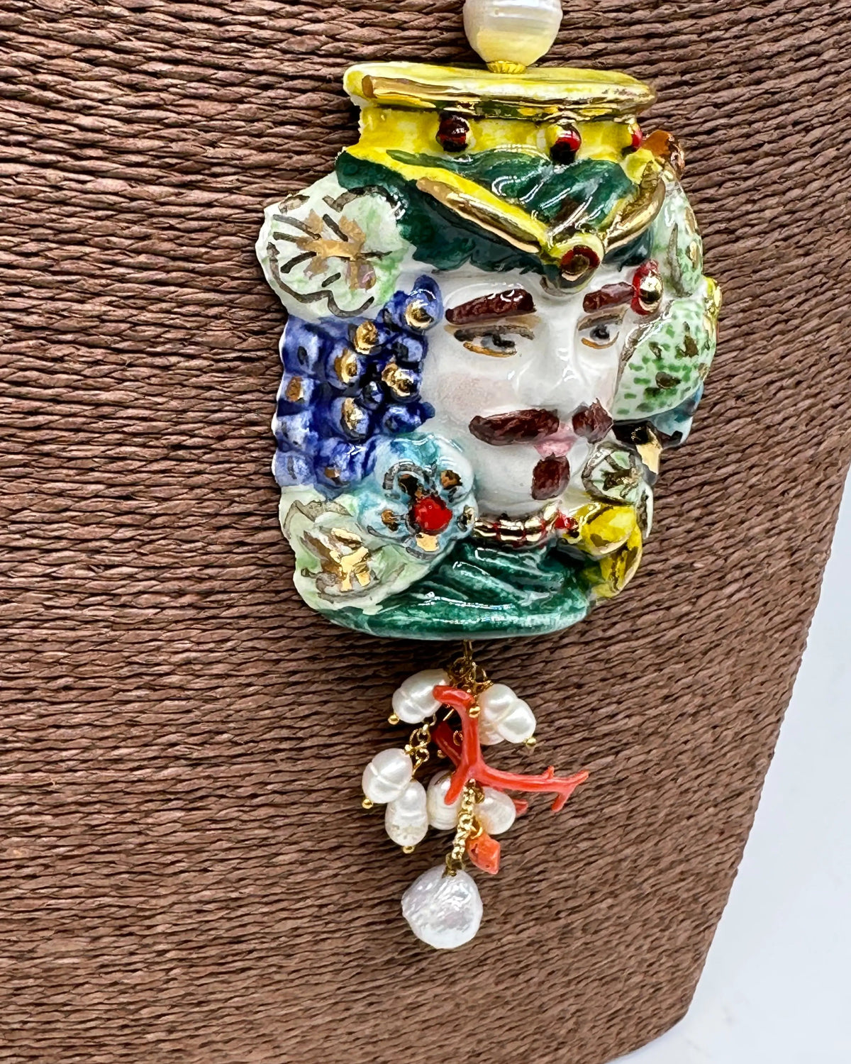 Collana Siciliana Testa di Moro Ceramica di Caltagirone Stile Classico V.2 DD CERAMICHE SICILIANE