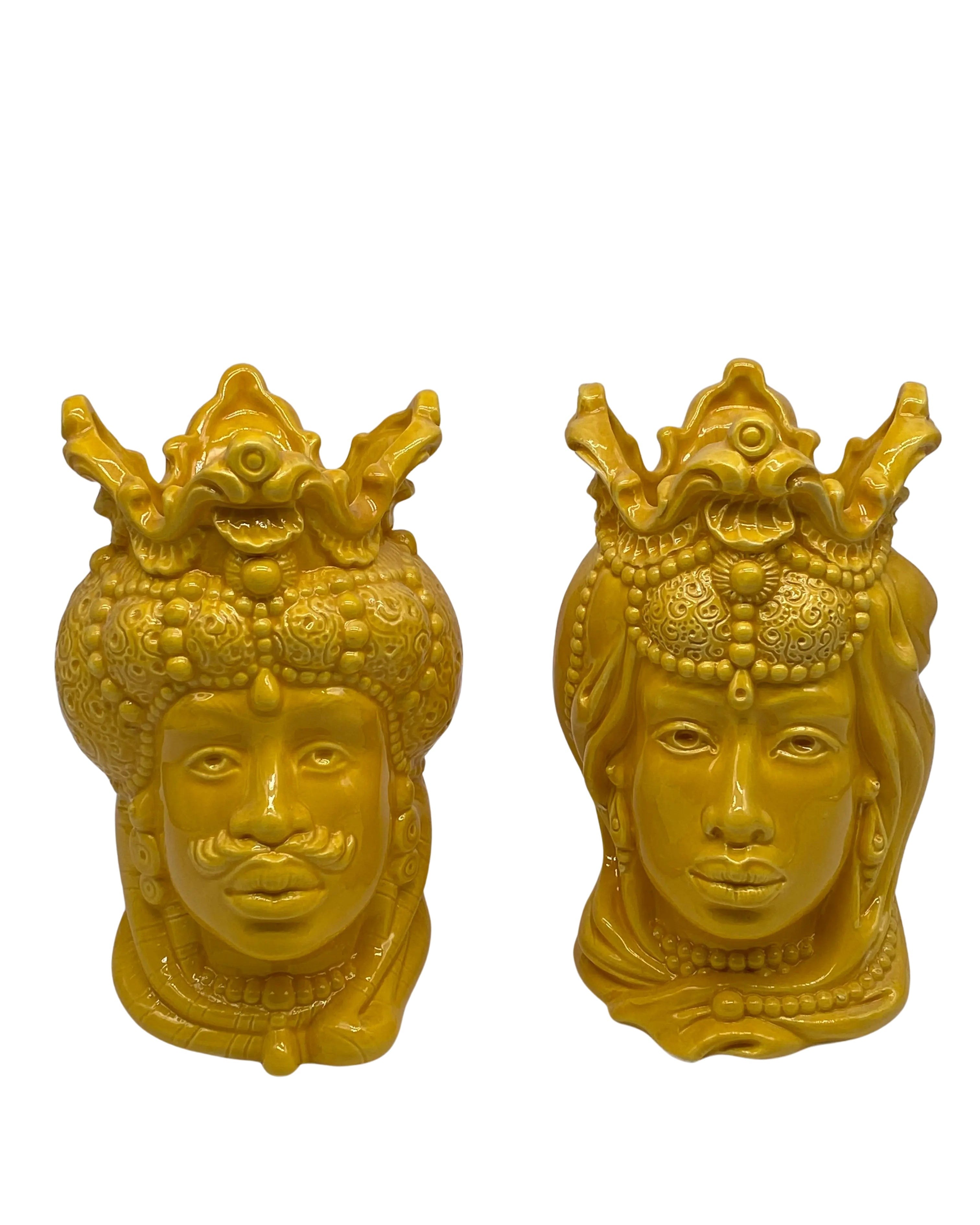 Teste di Moro Emiro Ceramica Caltagirone cm H.20 Artigianale VARI COLORI DD CERAMICHE SICILIANE