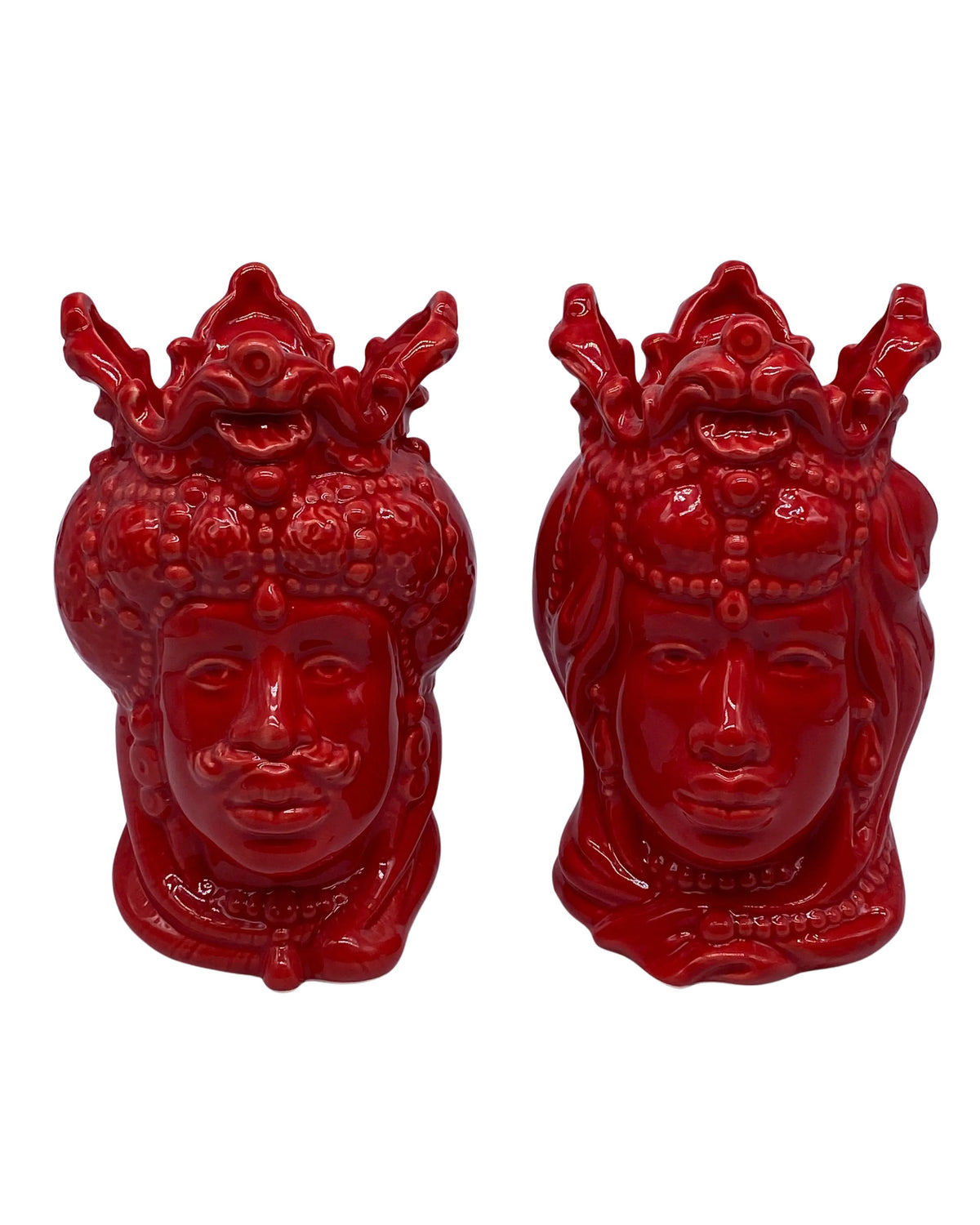 Coppia Teste di Moro Emiro Ceramica Caltagirone cm H.20 Artigianale VARI COLORI DD CERAMICHE SICILIANE