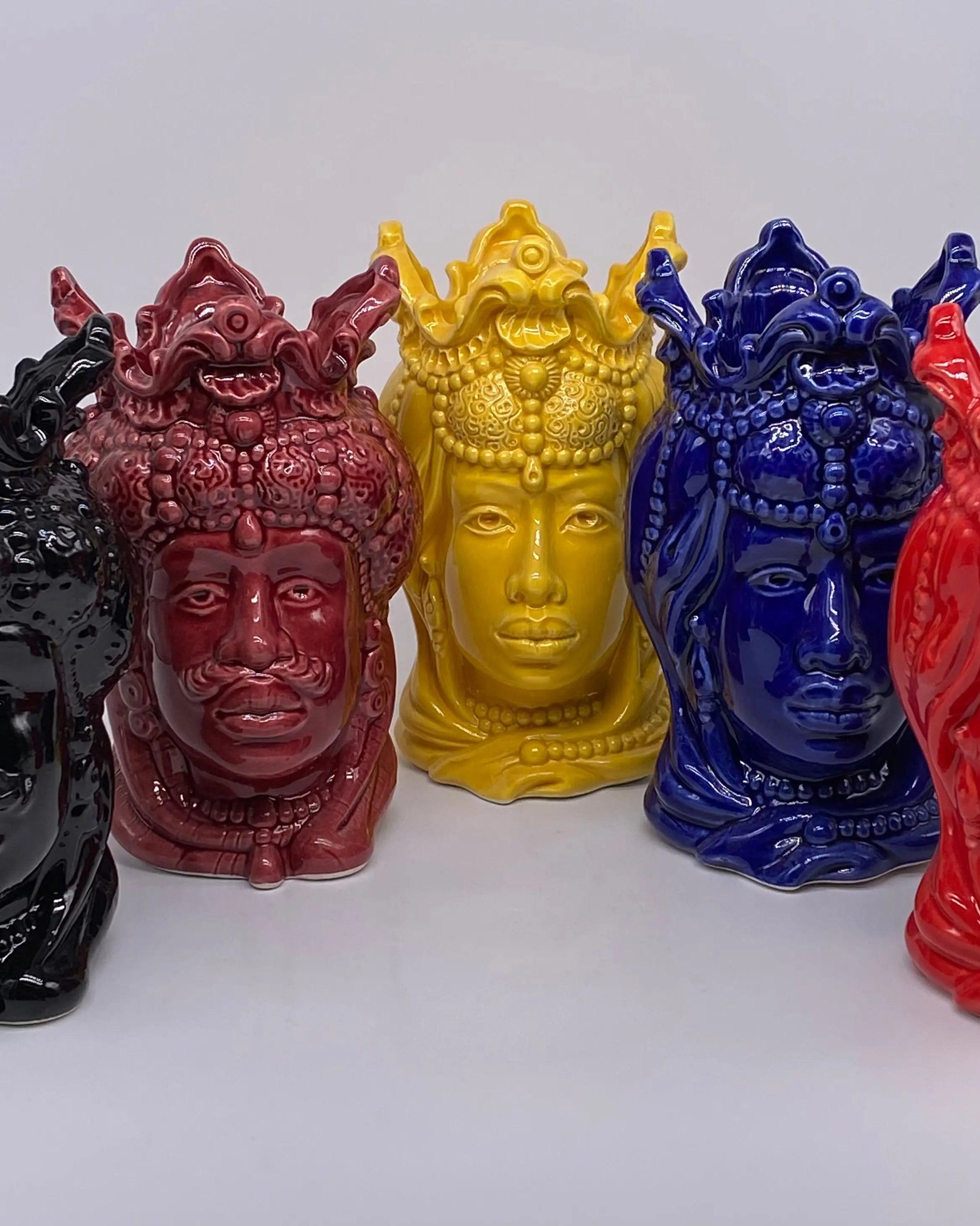 Teste di Moro Emiro Ceramica Caltagirone cm H.20 Artigianale VARI COLORI DD CERAMICHE SICILIANE