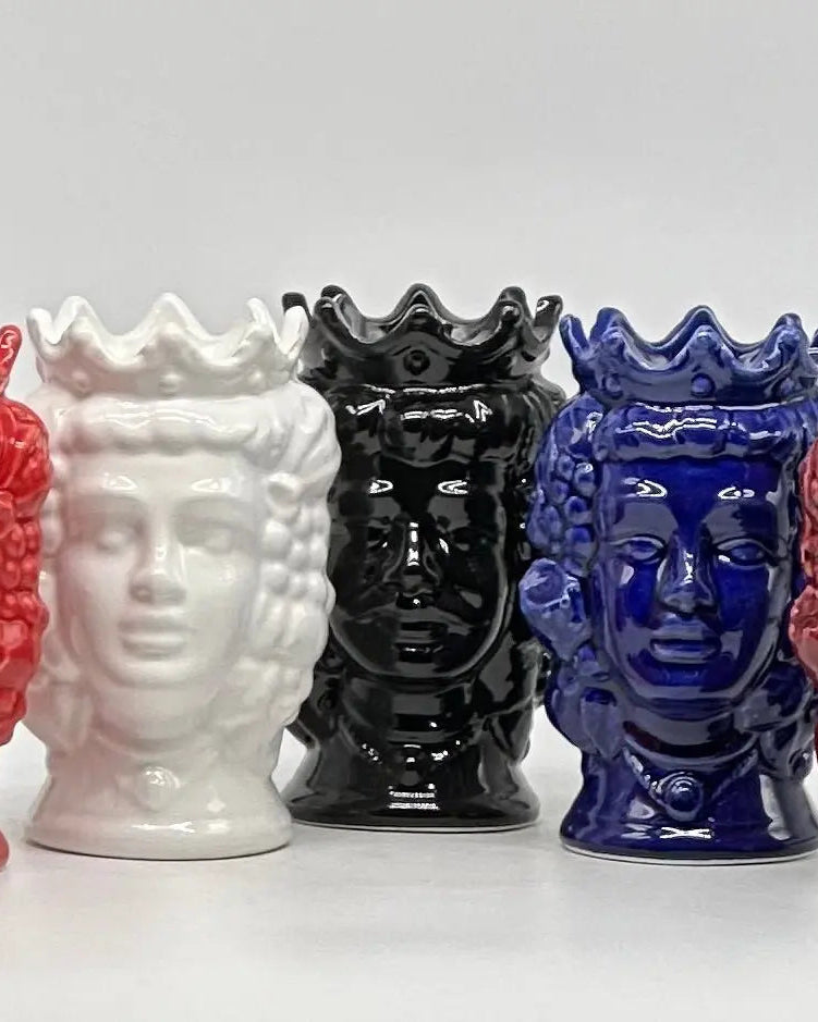Coppia Teste di Moro Kalat Frutta Ceramica Caltagirone cm H.14 L.9 Artigianale VARI COLORI - TESTA DI MORO
