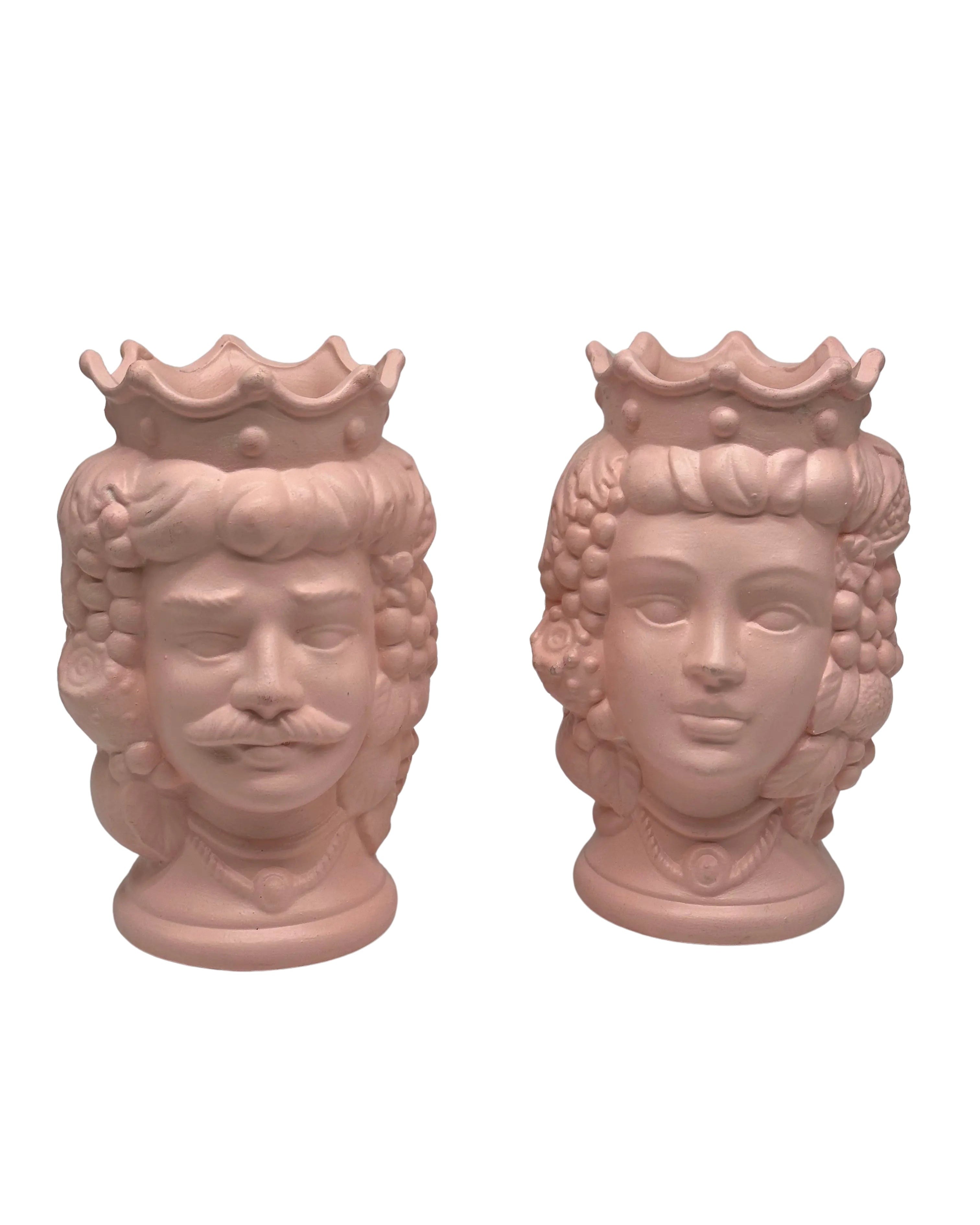 Coppia Teste di Moro Kalat Frutta “LINEA POP” Ceramica Caltagirone cm H.18 Artigianale DD CERAMICHE SICILIANE