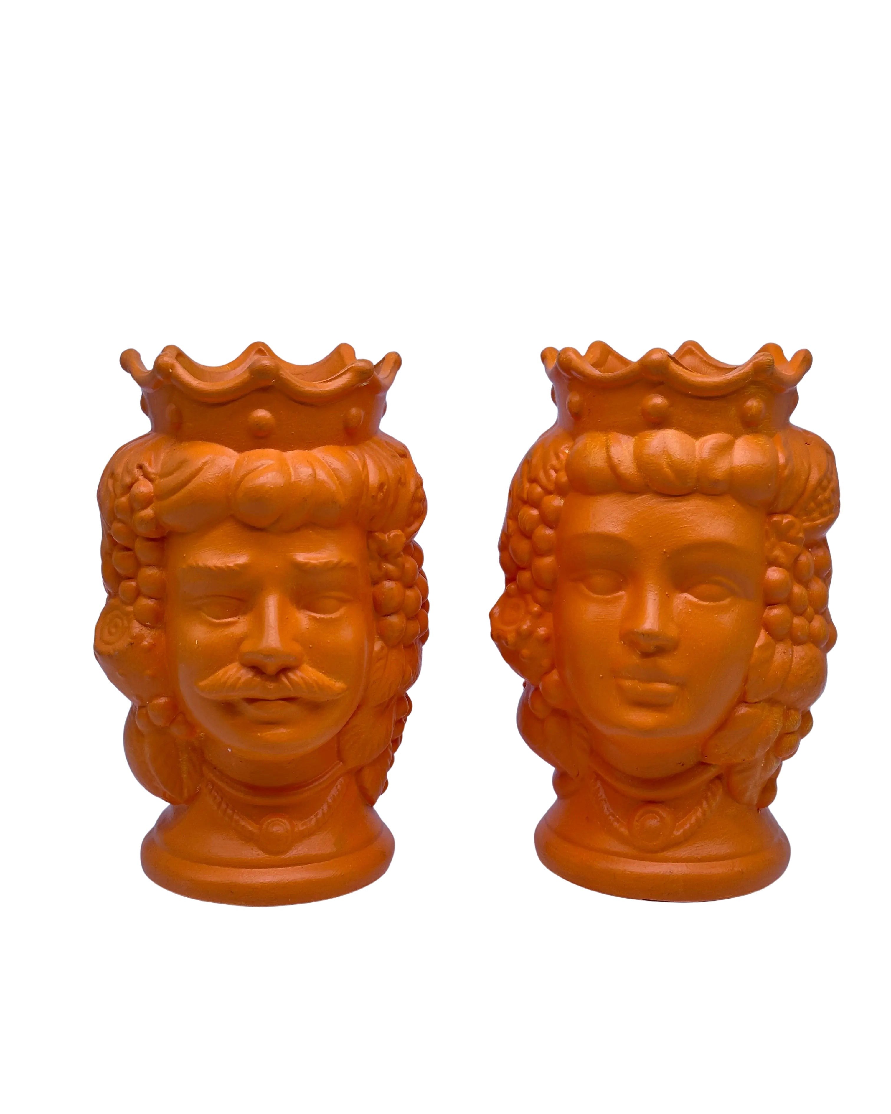 Coppia Teste di Moro Kalat Frutta “LINEA POP” Ceramica Caltagirone cm H.18 Artigianale DD CERAMICHE SICILIANE