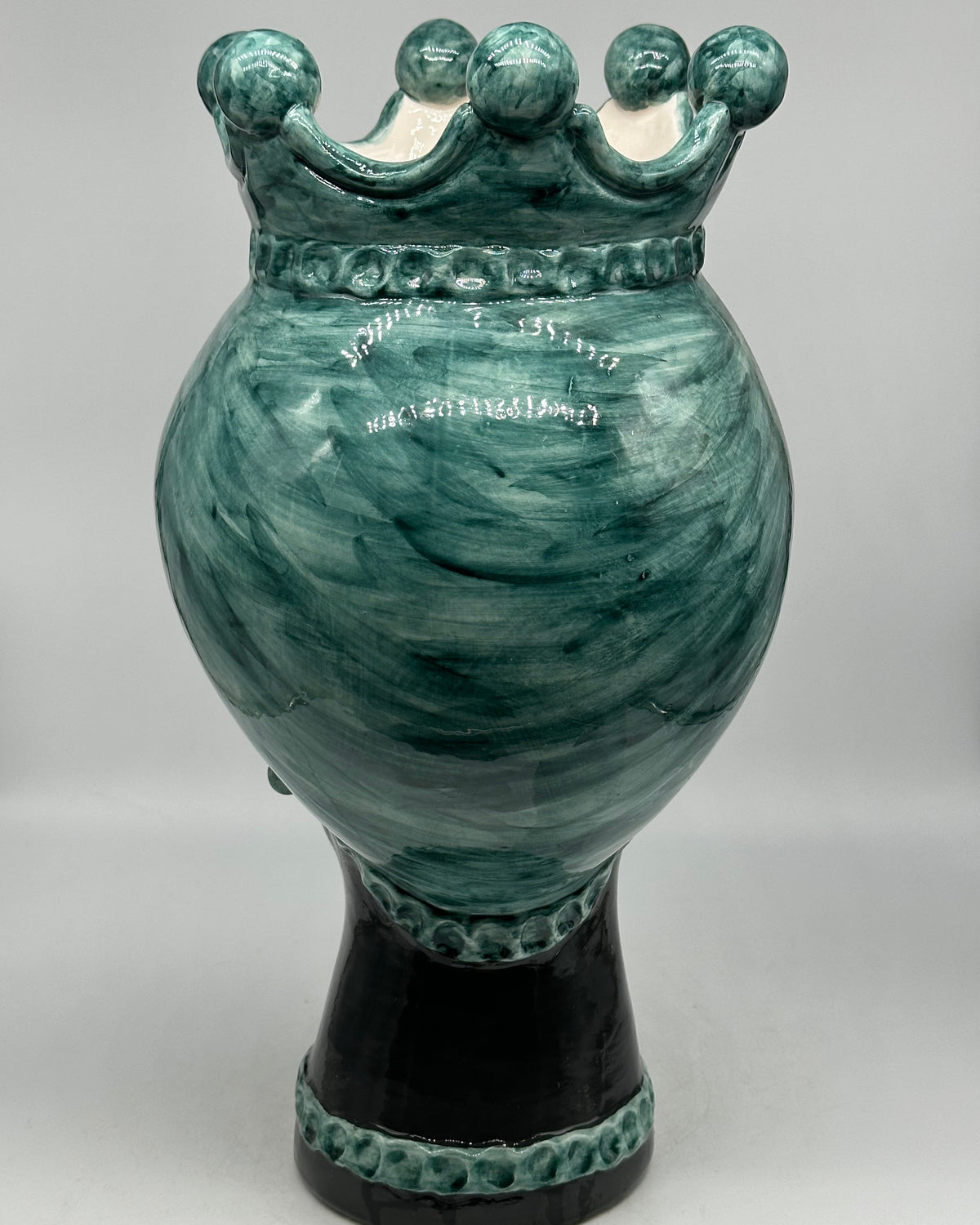 FINE SERIE - Testa di Moro Luis Ceramica Caltagirone cm H.44 L.23 Artigianale Turbante Verde Antico DONNA - Donna