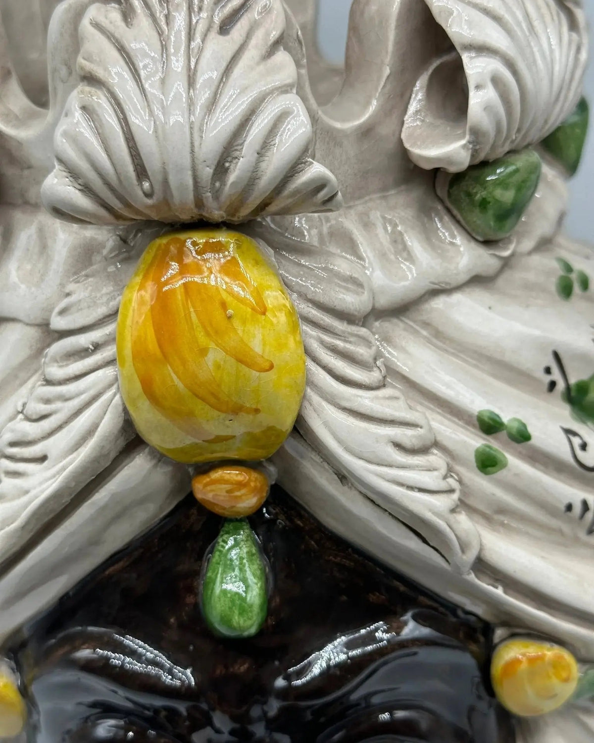 FINE SERIE - Testa di Moro Seicento Ceramica Caltagirone cm H.40 L.26 Artigianale Giallo Verde - Uomo - TESTA DI MORO