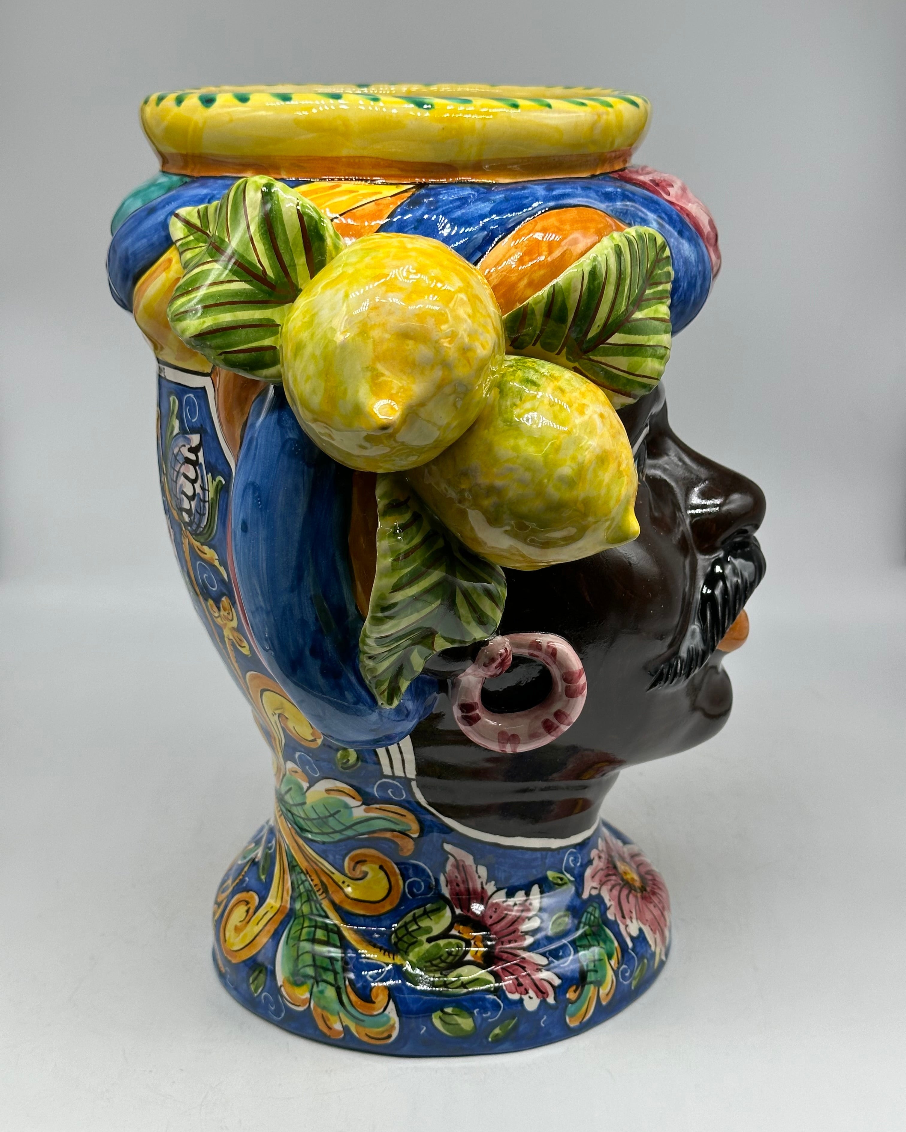 FINE SERIE - Teste di Moro Evergreen Ceramica Caltagirone cm H.36 L.35 Artigianale - TESTE DI MORO