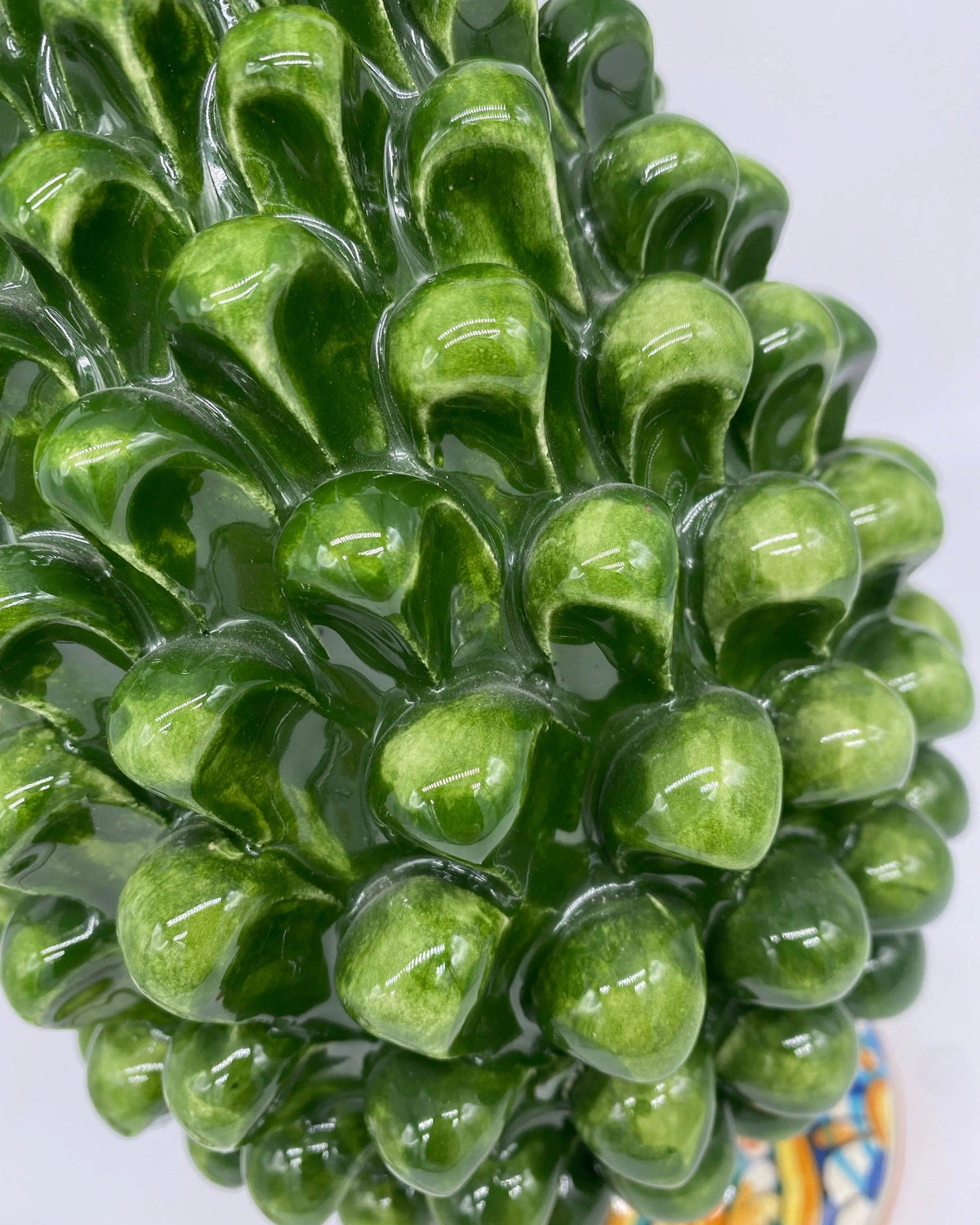Lampada Pigna Ceramica Caltagirone cm H.25 Artigianale Verde Prato Base Decorata DD CERAMICHE SICILIANE