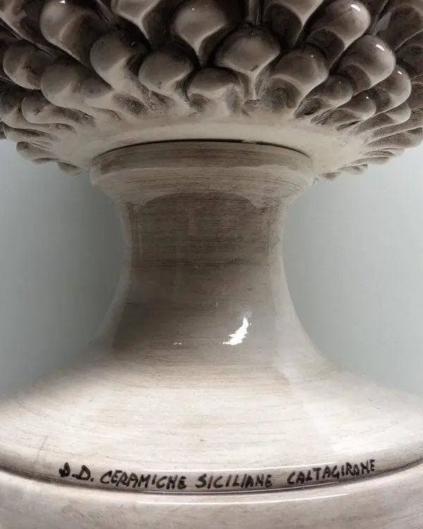 Lampada Pigna Ceramica Caltagirone cm H.50 Artigianale Beige Écru DD CERAMICHE SICILIANE