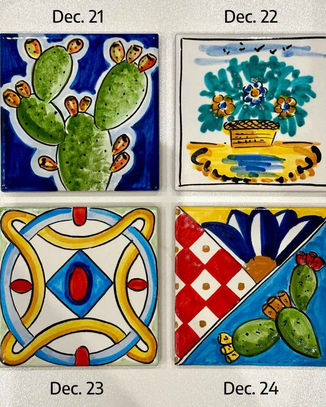 Maioliche Ceramica Caltagirone cm 10x10 Piastrelle Mattonelle decorate a mano - PIASTRELLE