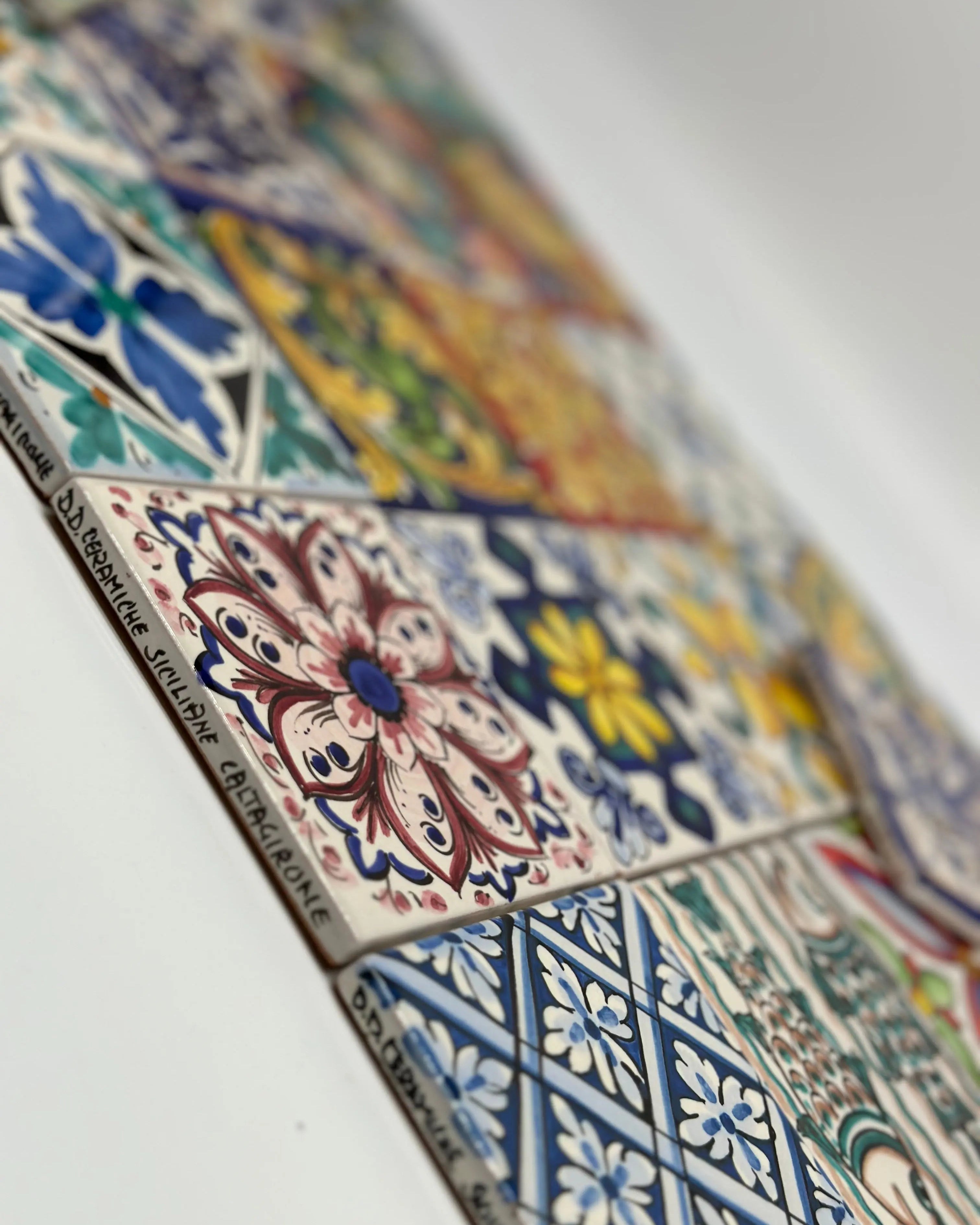 Maioliche Ceramica Caltagirone cm 10x10 Piastrelle Mattonelle decorate a mano DD CERAMICHE SICILIANE