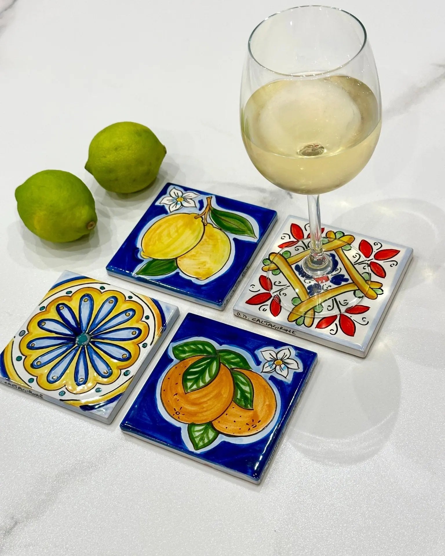 Maioliche Ceramica Caltagirone cm 10x10 Piastrelle Mattonelle decorate a mano - PIASTRELLE