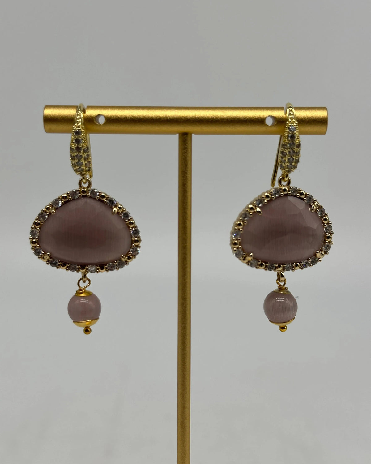 Orecchini Artigianali Smeraldi, Pietra e Brillantini Viola DD CERAMICHE SICILIANE