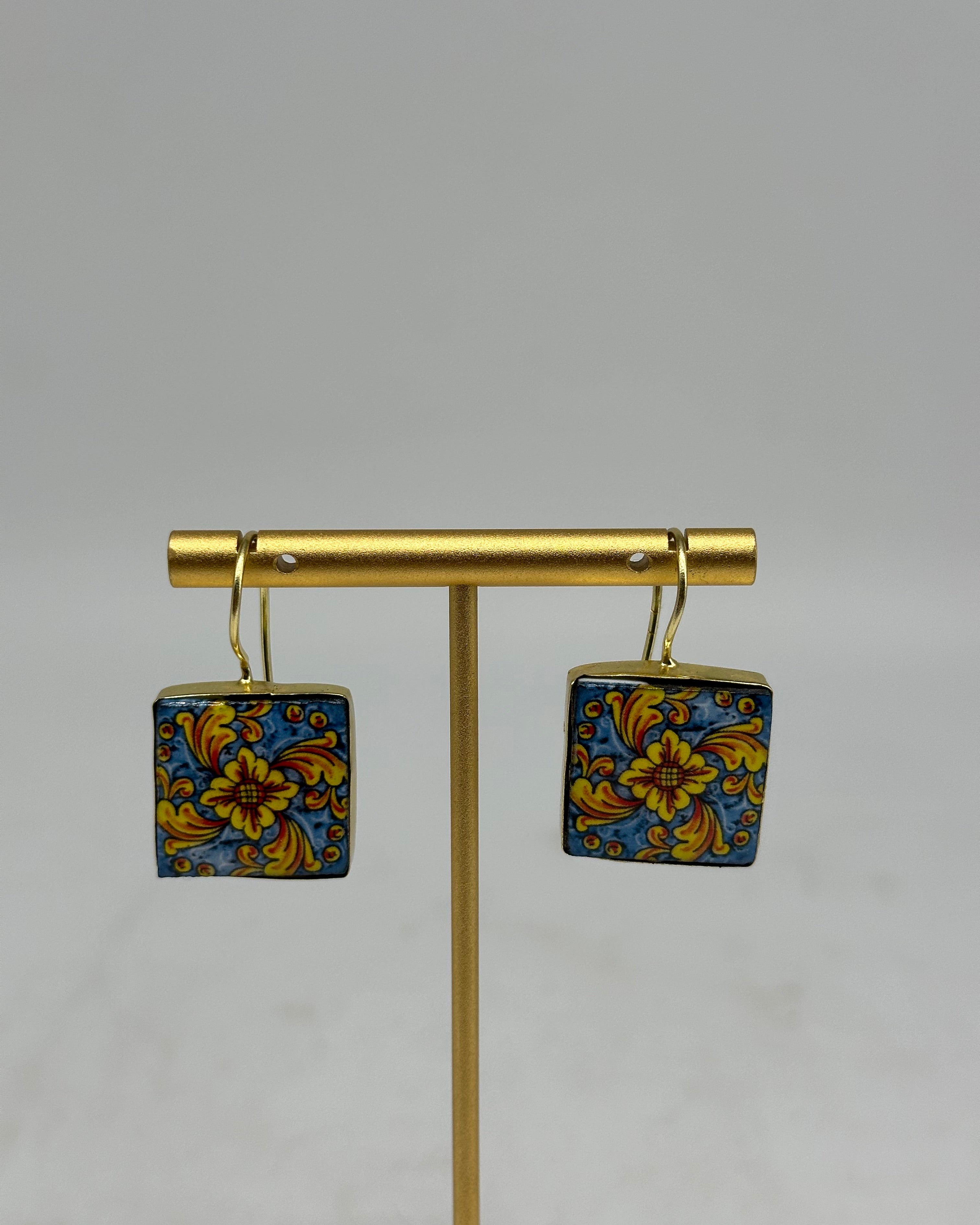 Orecchini Mattonella Maiolica Ceramica di Caltagirone V.15 - ORECCHINI