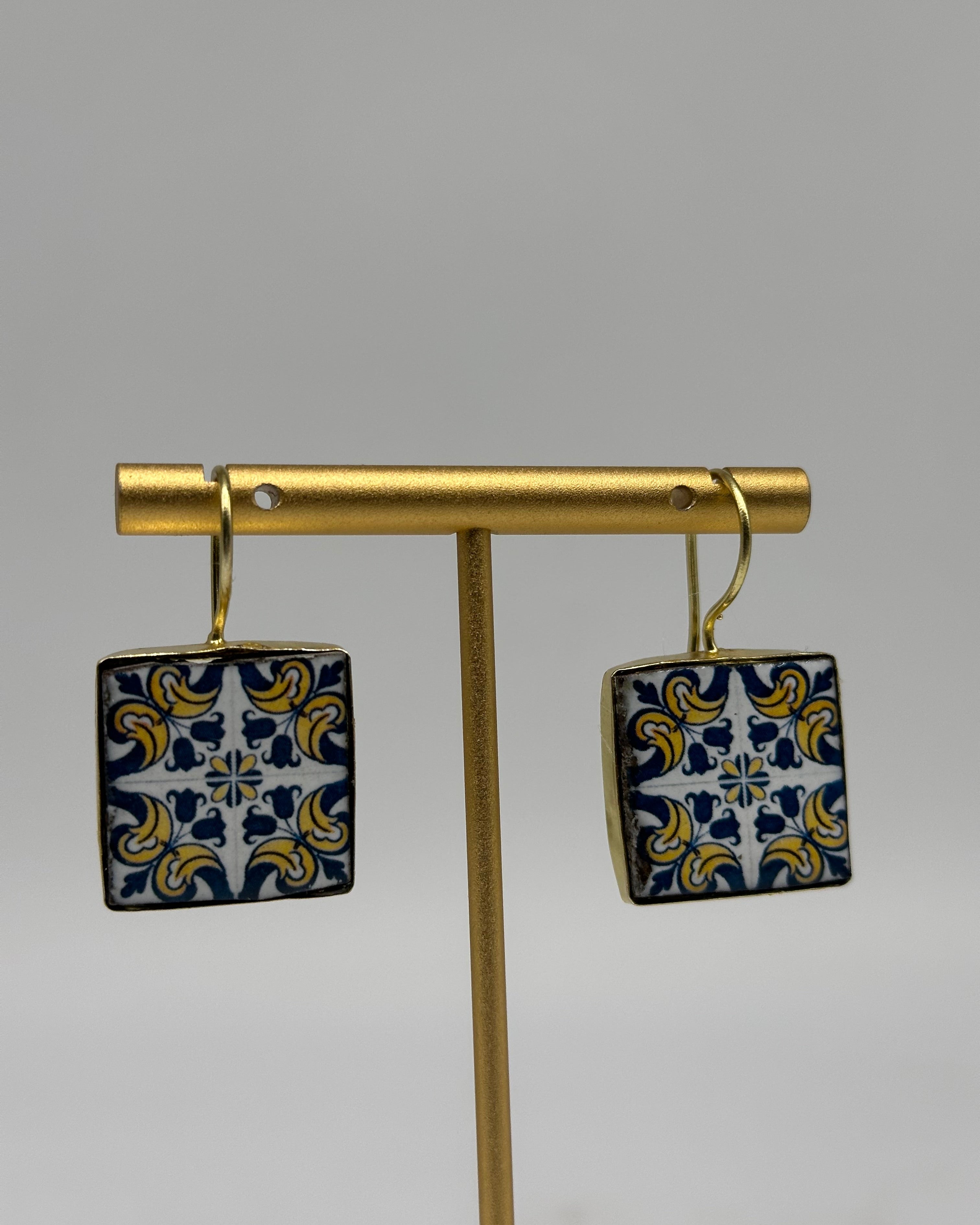 Orecchini Mattonella Maiolica Ceramica di Caltagirone V.20 - ORECCHINI