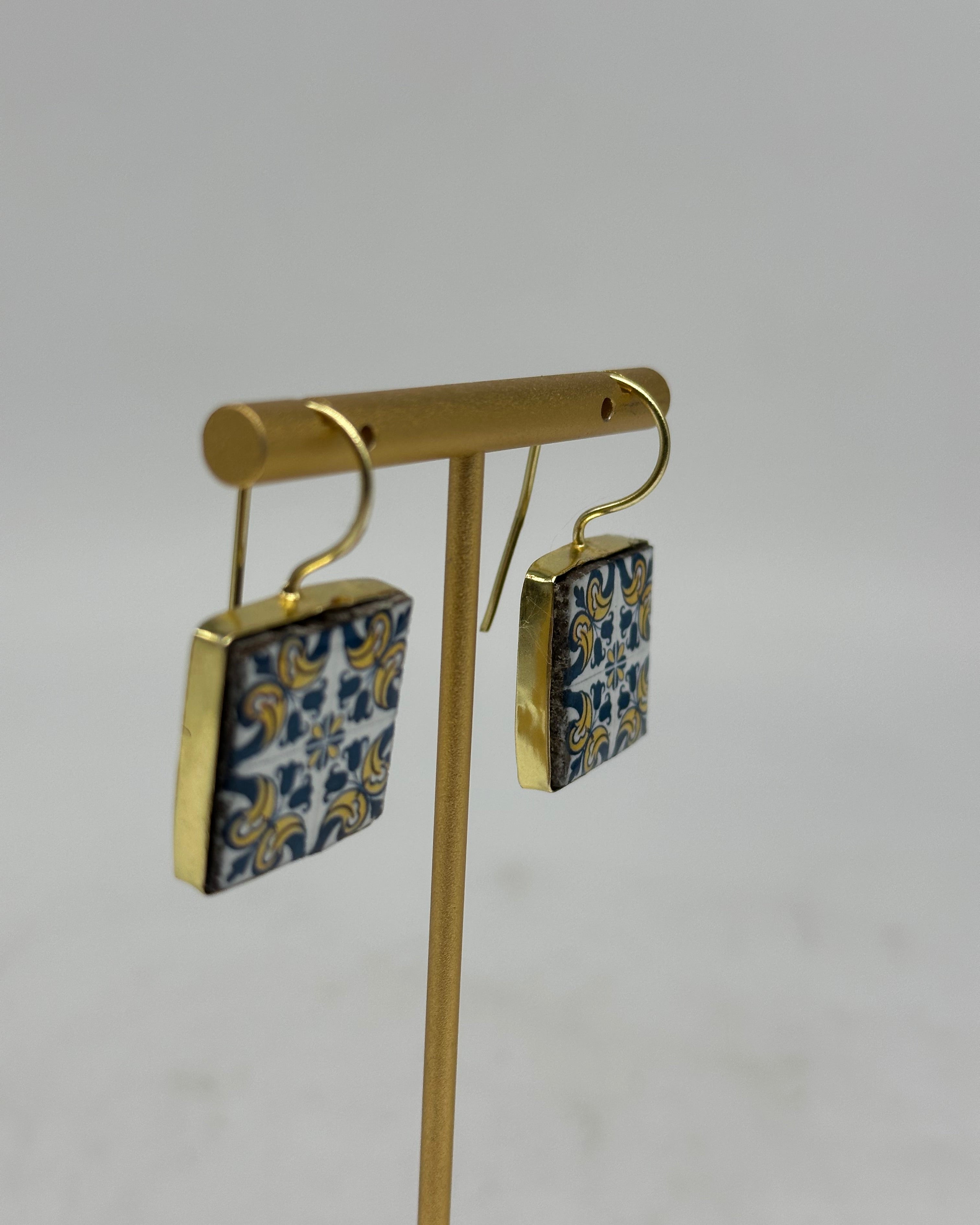 Orecchini Mattonella Maiolica Ceramica di Caltagirone V.20 - ORECCHINI