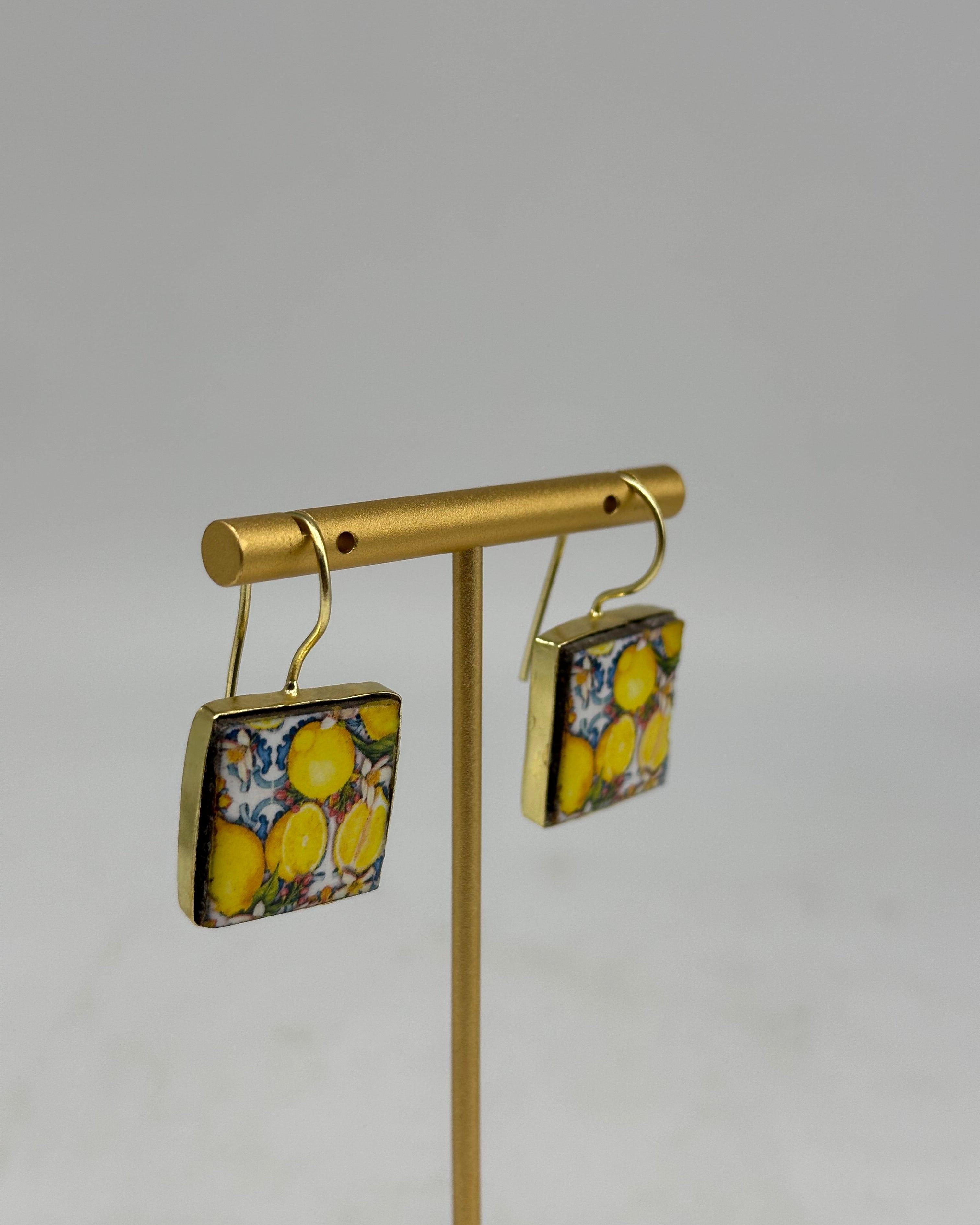 Orecchini Mattonella Maiolica Ceramica di Caltagirone V.14 - ORECCHINI
