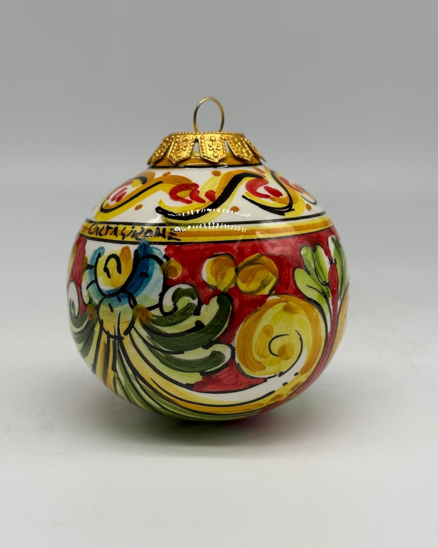 Palla di Natale Diametro 8cm decorata a mano Ceramica di Caltagirone VARI DECORI - DD CERAMICHE SICILIANE