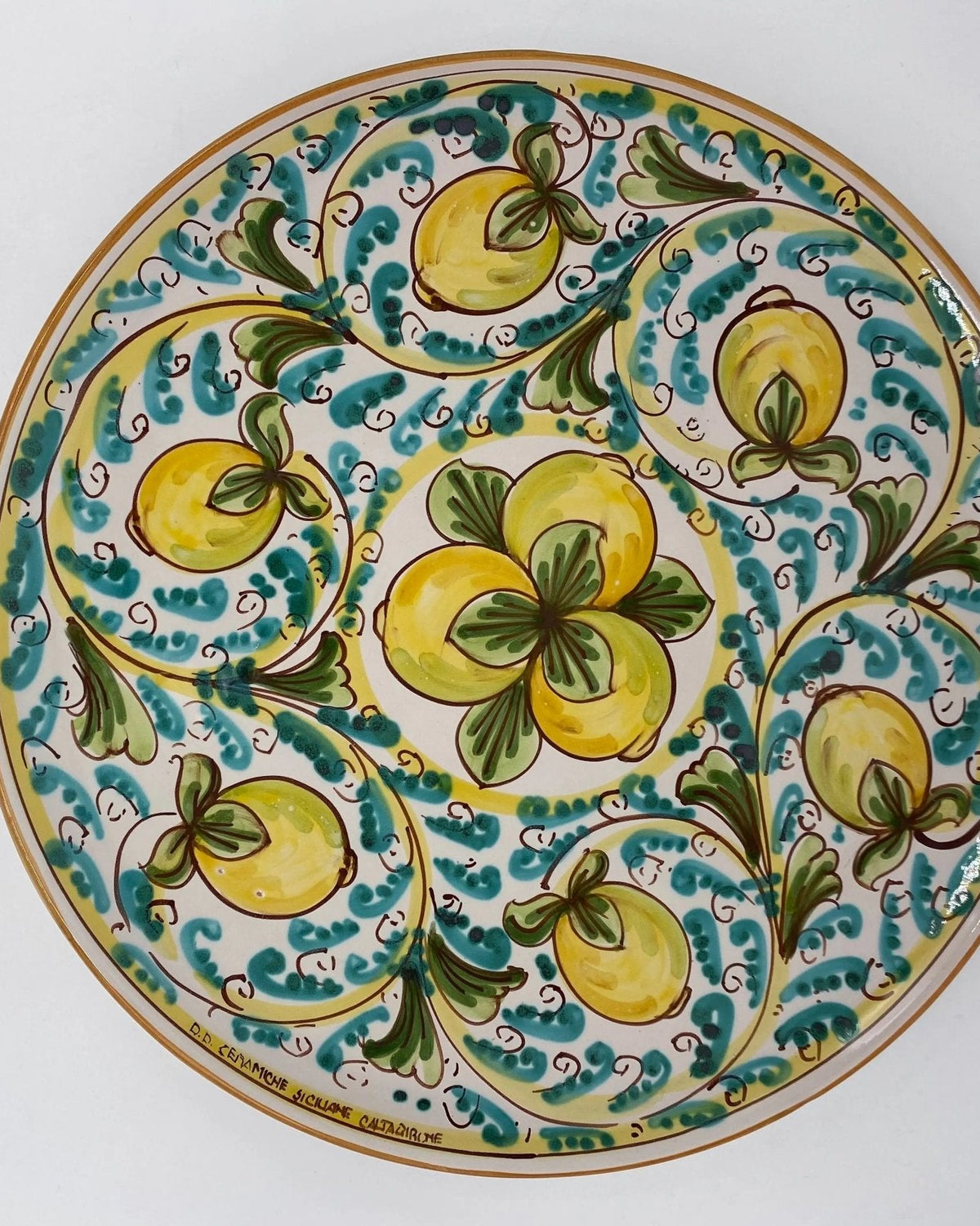 Piatto Decorativo dipinto a mano diametro cm 30 Decoro n.5s - DD CERAMICHE SICILIANE
