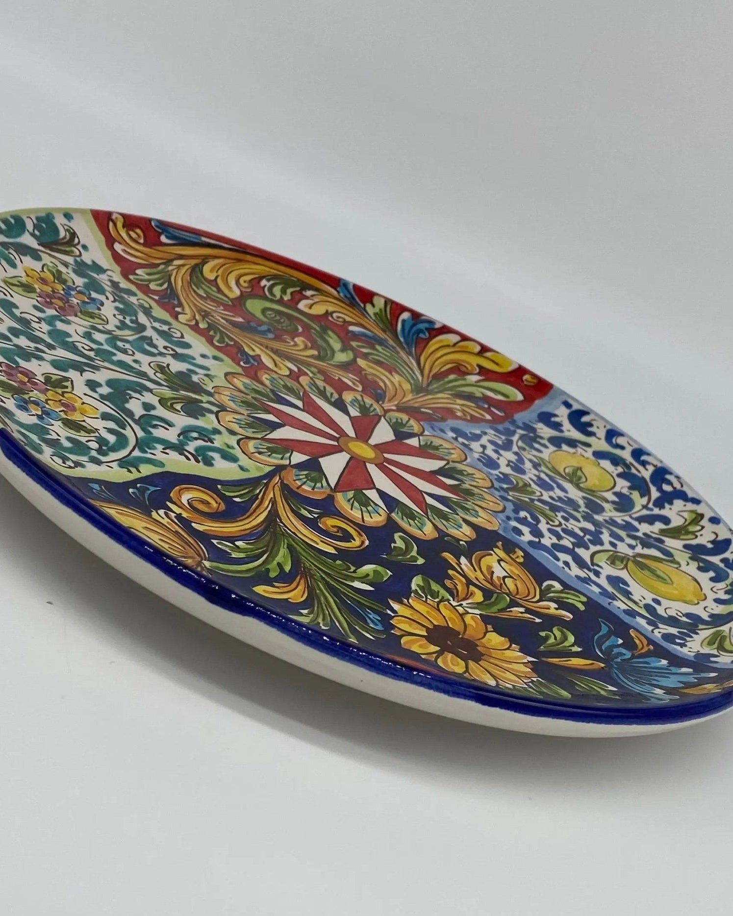Piatto Decorativo dipinto a mano diametro cm 30 Decoro n.7s - DD CERAMICHE SICILIANE