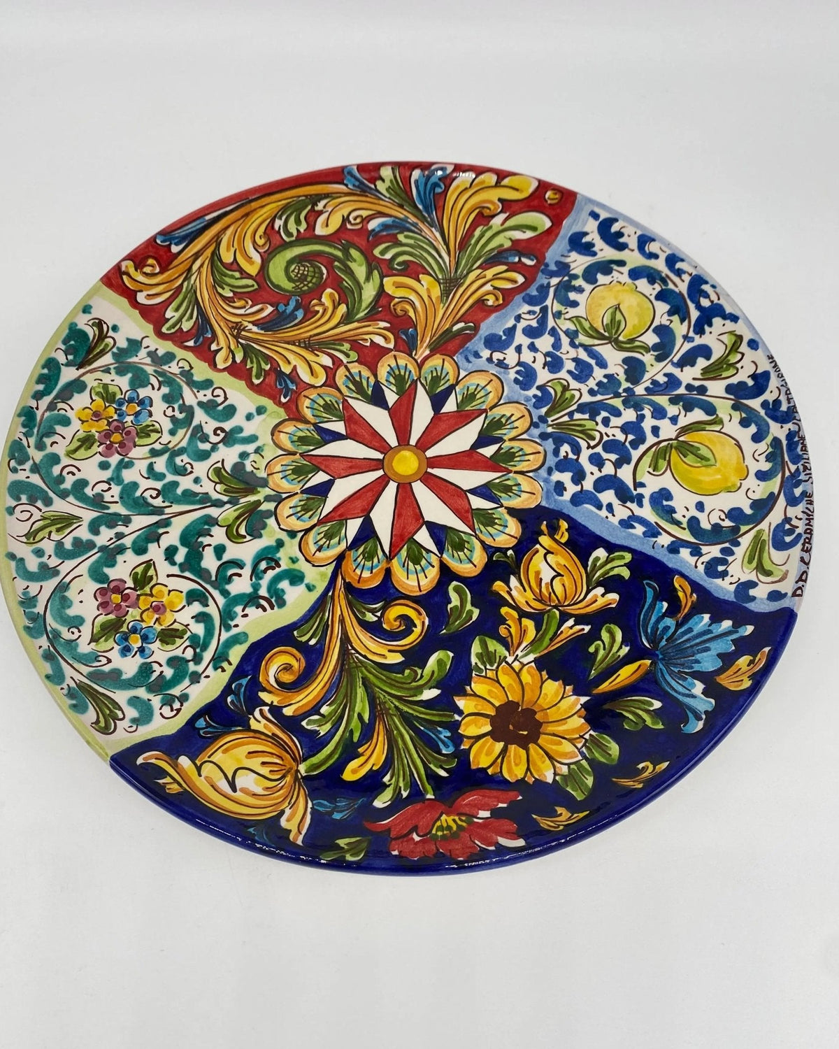 Piatto Decorativo dipinto a mano diametro cm 30 Decoro n.7s - DD CERAMICHE SICILIANE