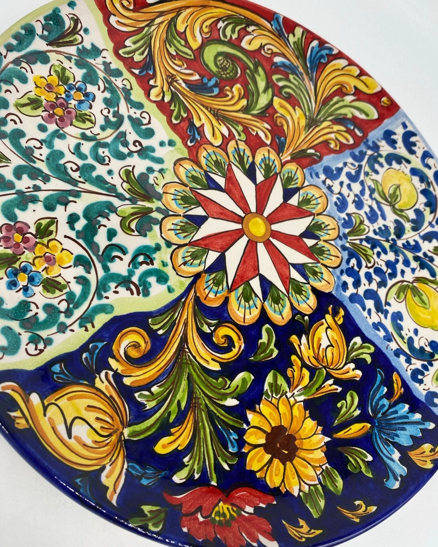 Piatto Decorativo dipinto a mano diametro cm 30 Decoro n.7s - DD CERAMICHE SICILIANE