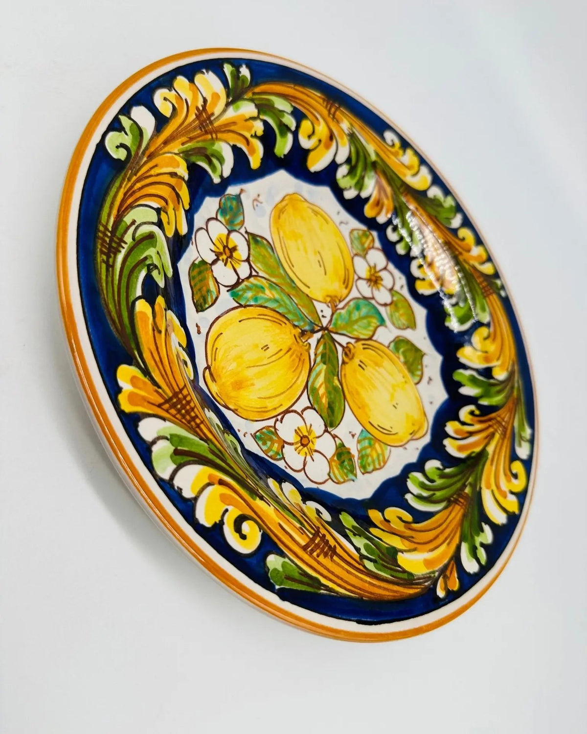 Piatto Fondo Uso Alimentare Ceramica Caltagirone - Citrino - PIATTI SERVIZIO