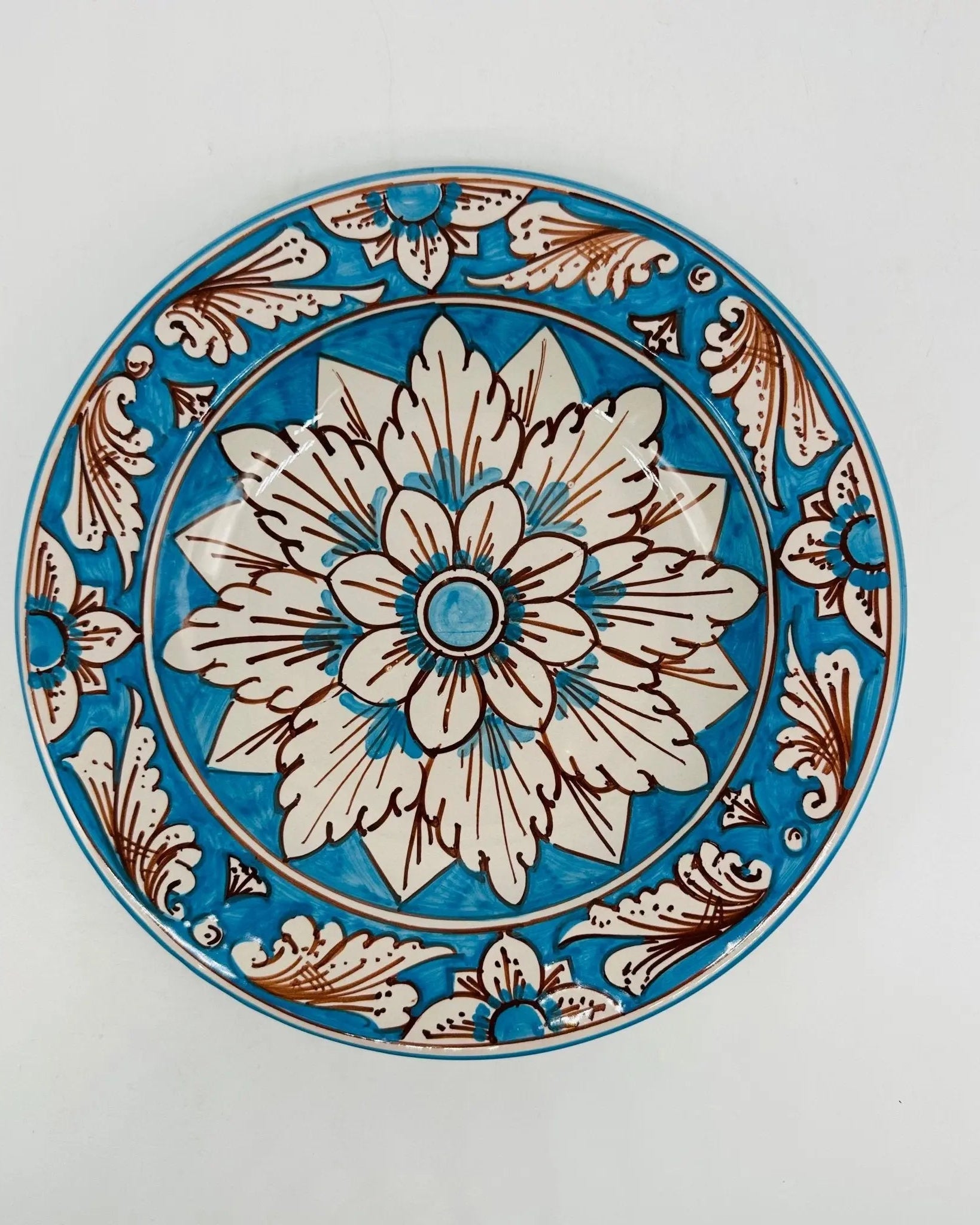 Piatto Fondo Uso Alimentare Ceramica Caltagirone - Turchese - PIATTI SERVIZIO