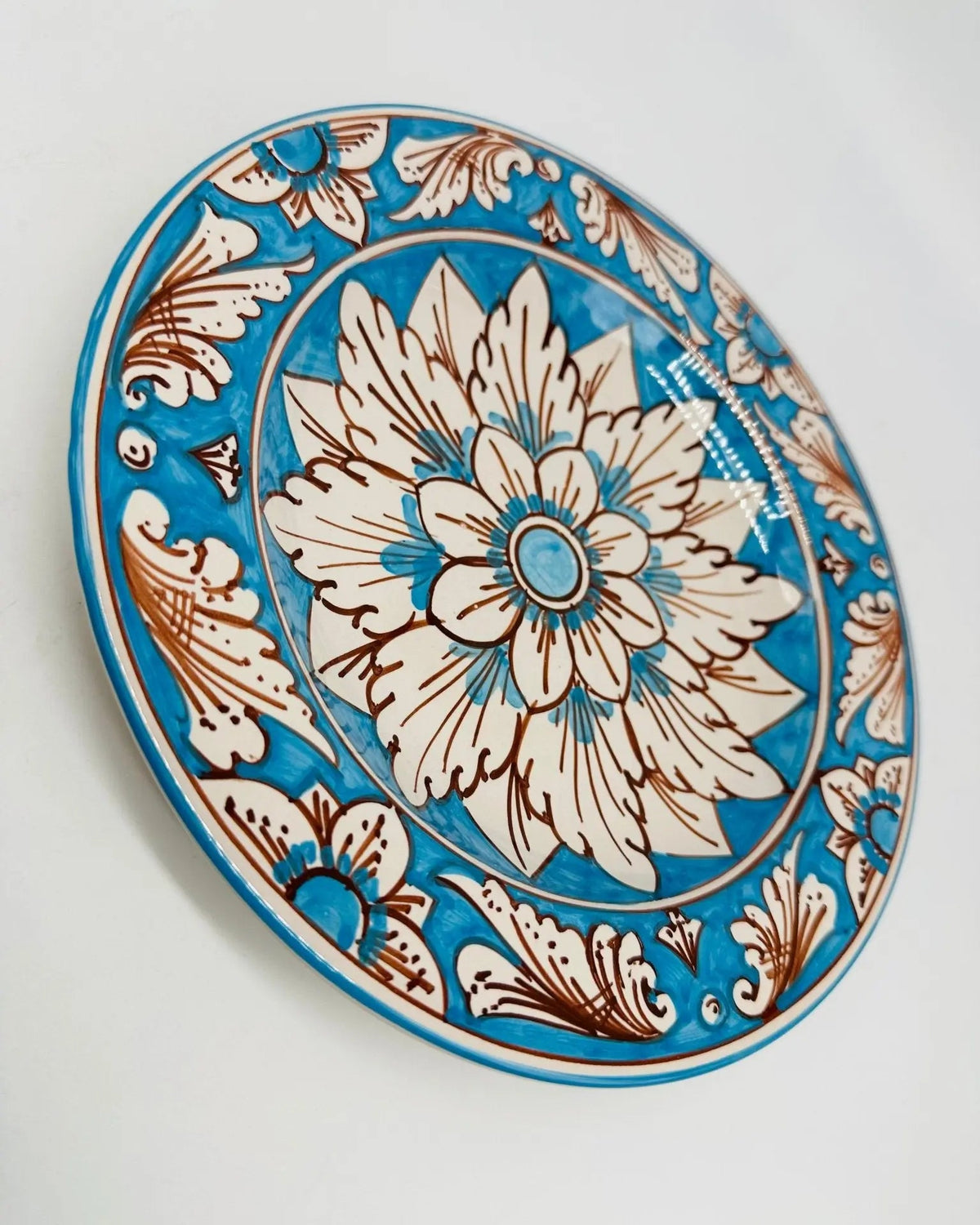 Piatto Fondo Uso Alimentare Ceramica Caltagirone - Turchese - PIATTI SERVIZIO