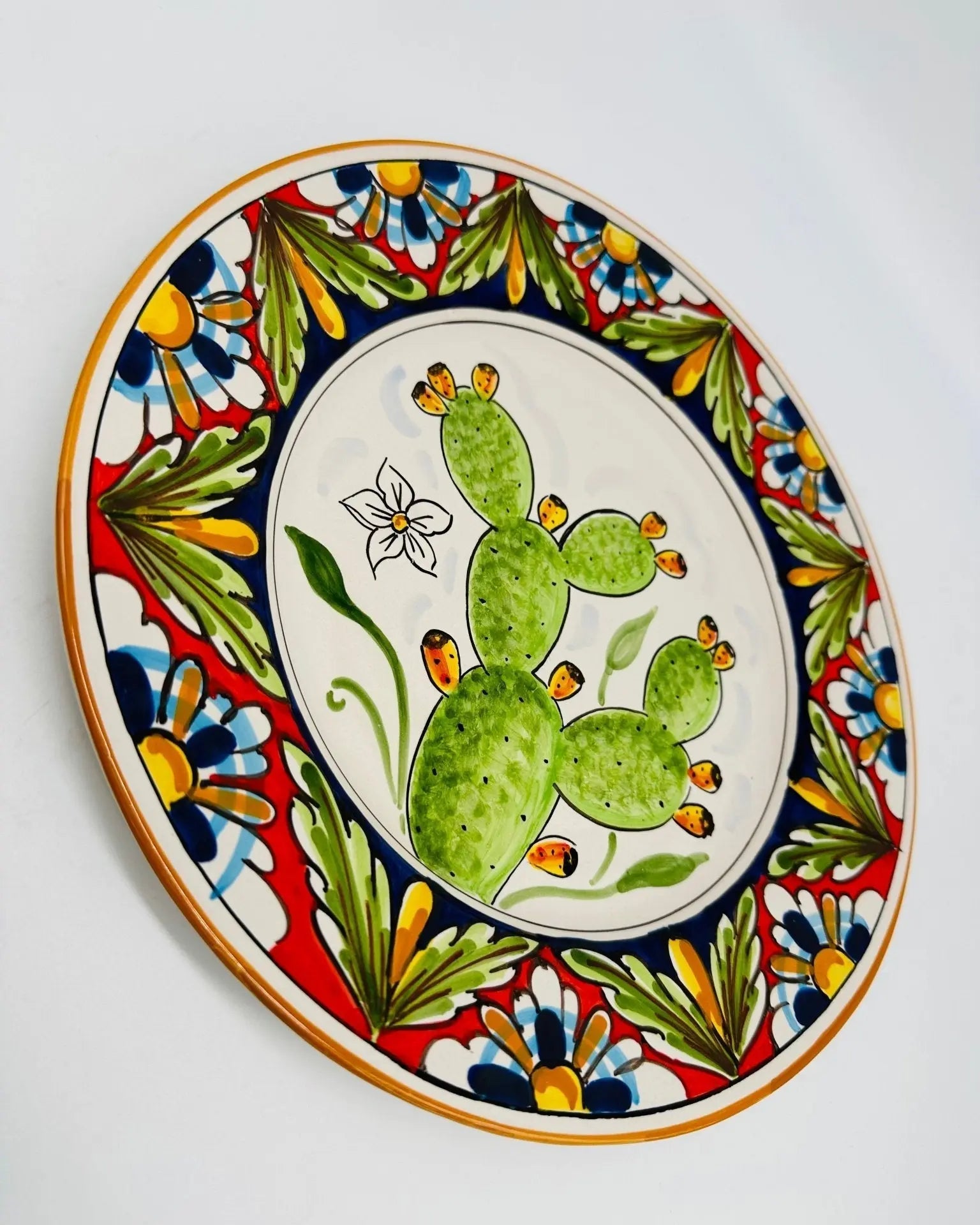Piatto Piano Uso Alimentare Ceramica Caltagirone - Fico d’India - PIATTI SERVIZIO