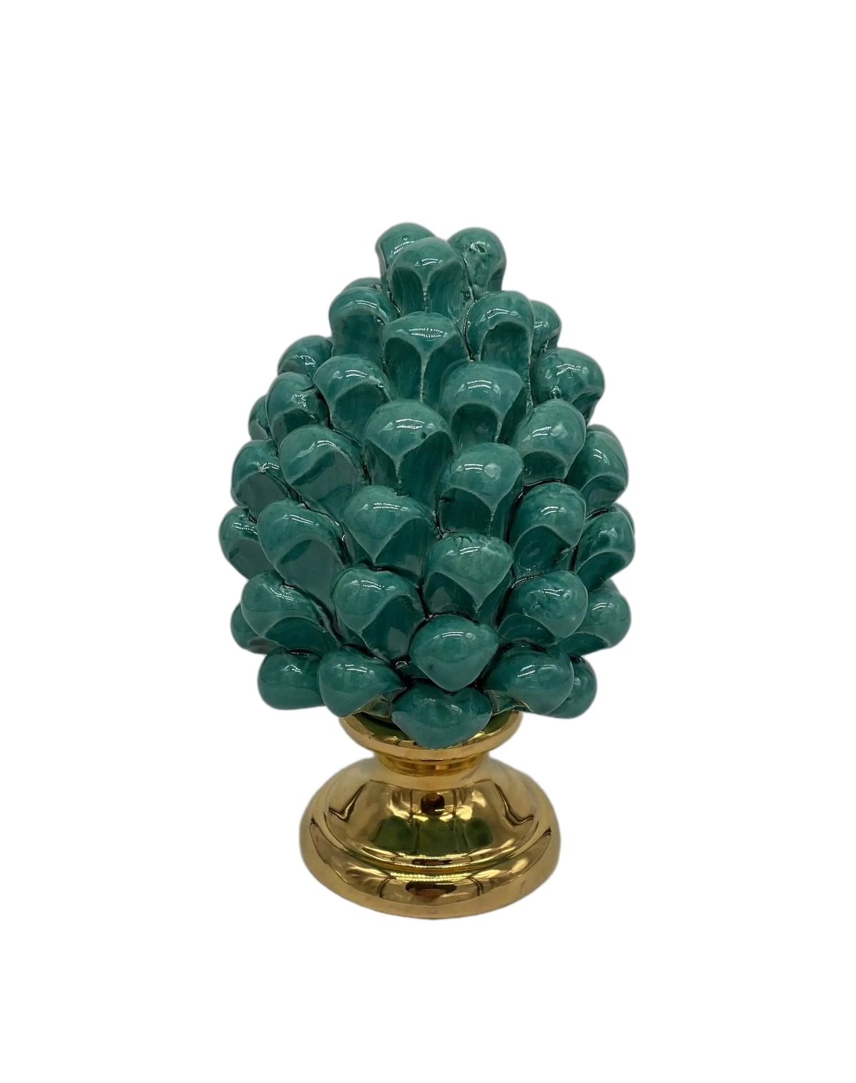 Pigna Aurum Ceramica Caltagirone cm H.15 Artigianale Verde Acqua - DD CERAMICHE SICILIANE