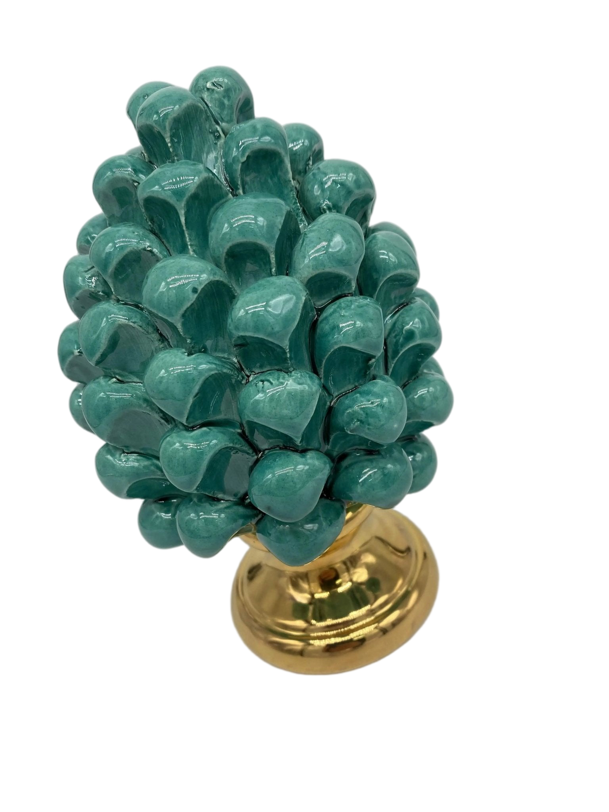 Pigna Aurum Ceramica Caltagirone cm H.15 Artigianale Verde Acqua - DD CERAMICHE SICILIANE