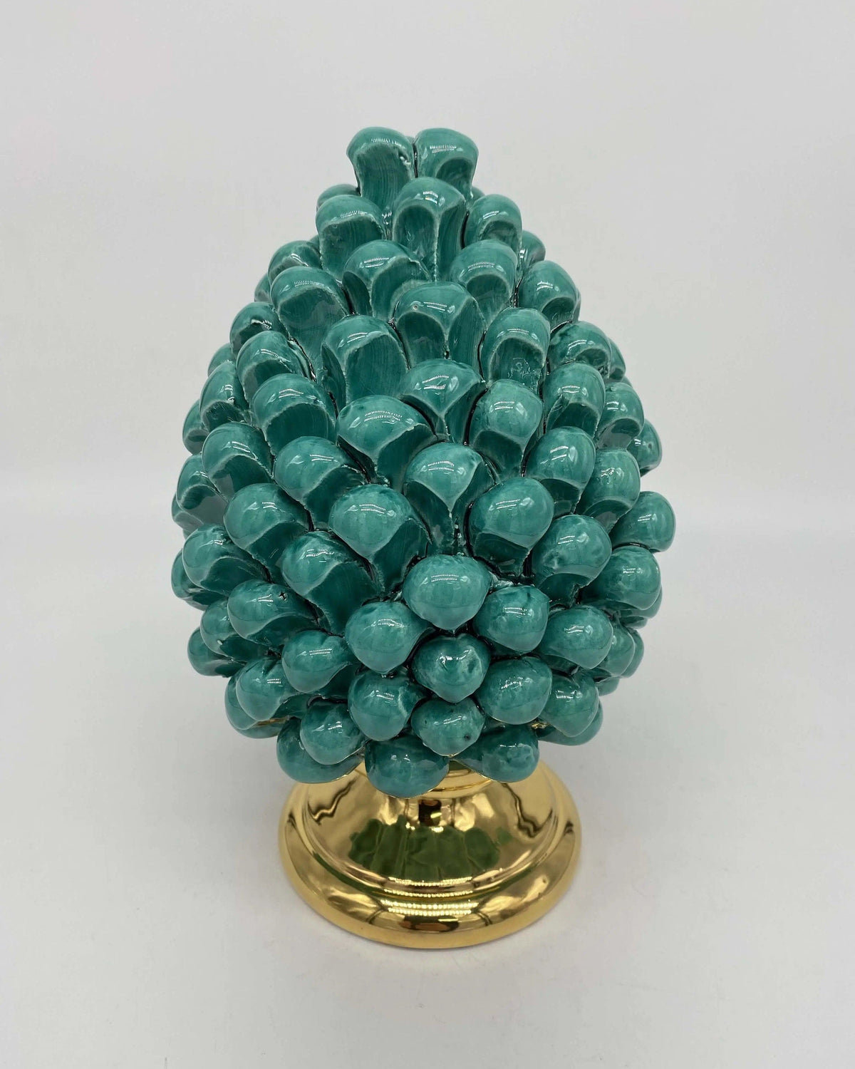 Pigna Aurum Ceramica Caltagirone cm H.20 Artigianale Verde Acqua DD CERAMICHE SICILIANE