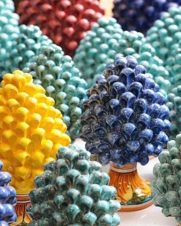 Pigna Ceramica Caltagirone cm H.10 Artigianale Base Decorata VARI COLORI - DD CERAMICHE SICILIANE