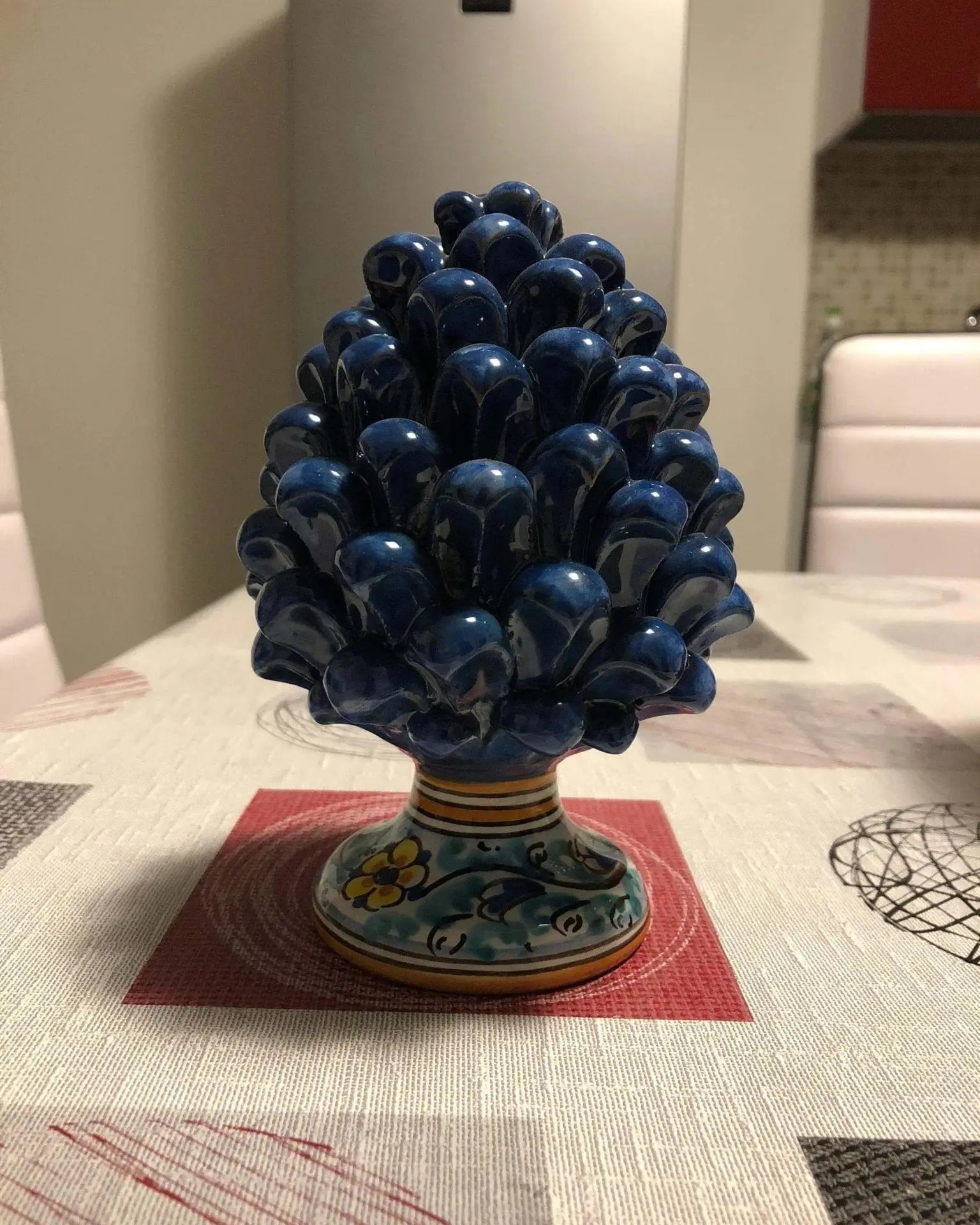 Pigna Ceramica Caltagirone cm H.15 Artigianale con Base Decorata VARI COLORI - DD CERAMICHE SICILIANE