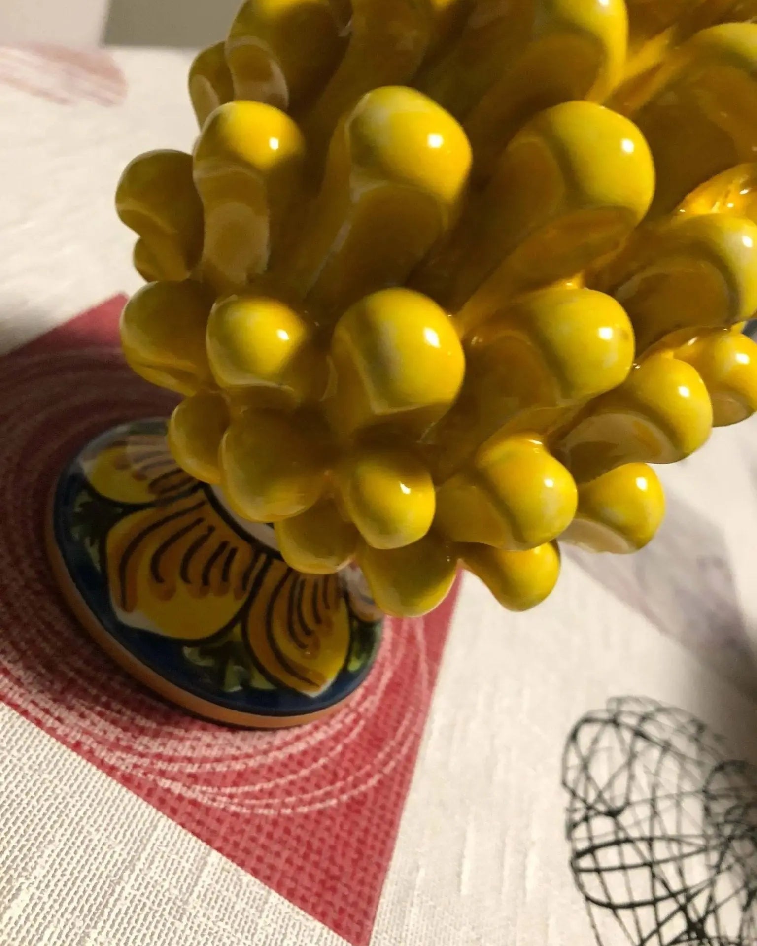 Pigna Ceramica Caltagirone cm H.15 Artigianale con Base Decorata VARI COLORI - DD CERAMICHE SICILIANE