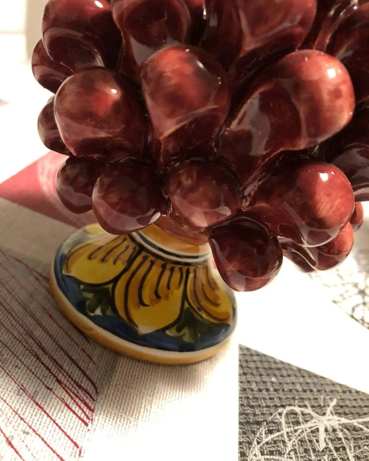 Pigna Ceramica Caltagirone cm H.15 Artigianale con Base Decorata VARI COLORI - DD CERAMICHE SICILIANE