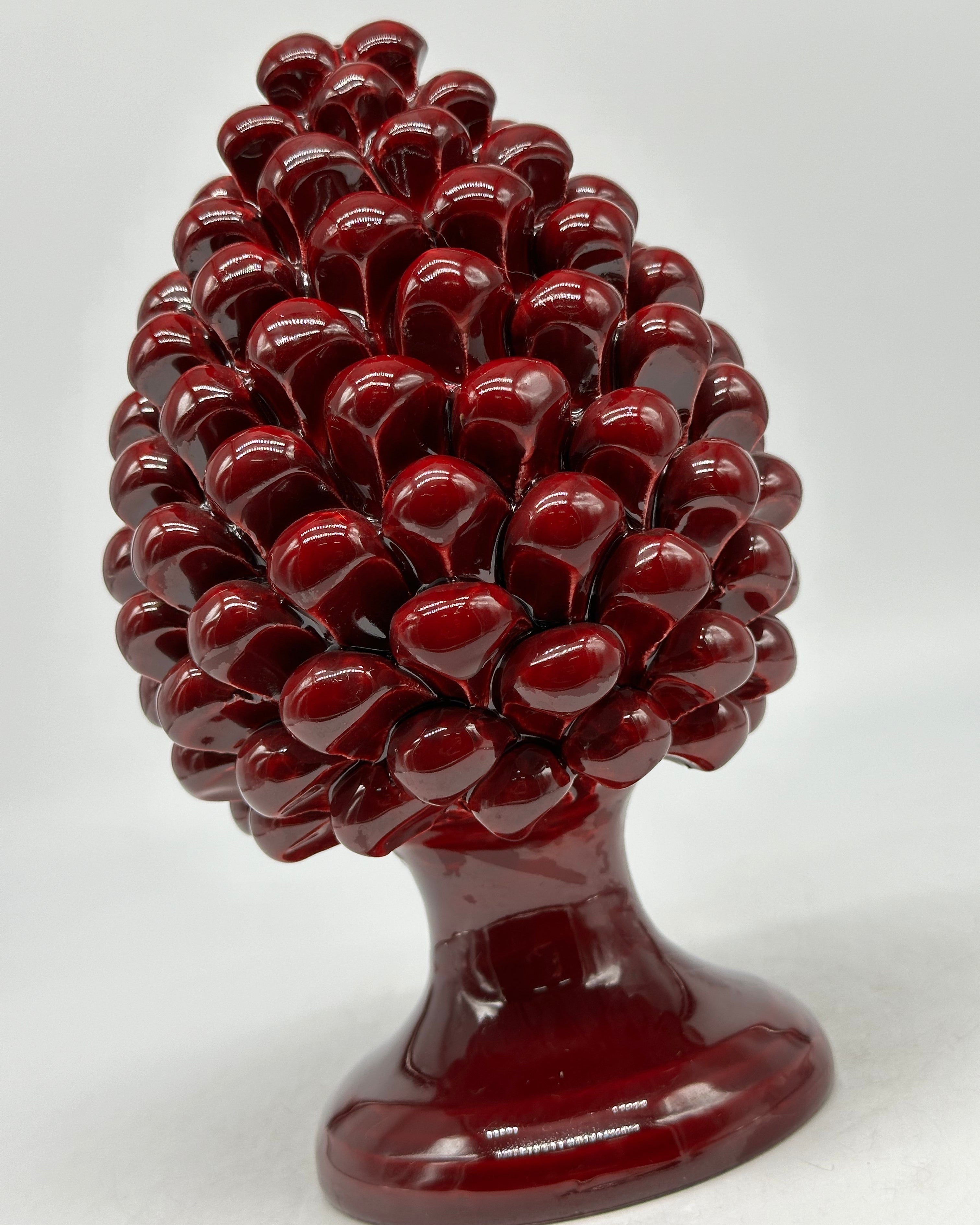 Pigna Ceramica Caltagirone cm H.20 Artigianale Bordeaux - PIGNE