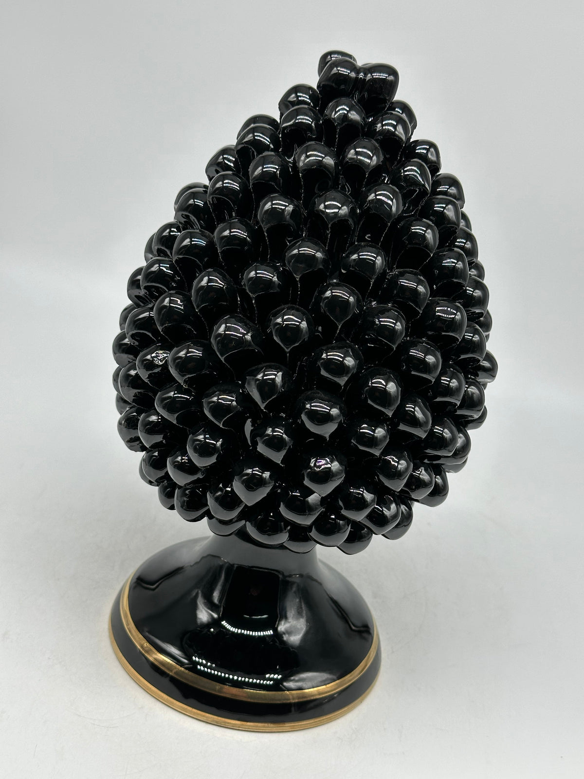 Pigna Ceramica Caltagirone cm H.25 Artigianale Nero Oro - PIGNE