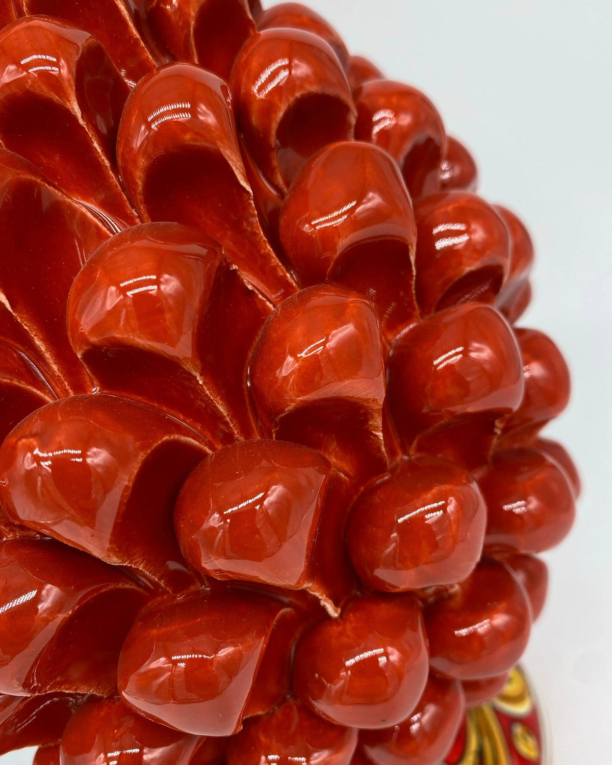 Pigna Ceramica Caltagirone cm H.25 Artigianale Rosso Base Decorata DD CERAMICHE SICILIANE